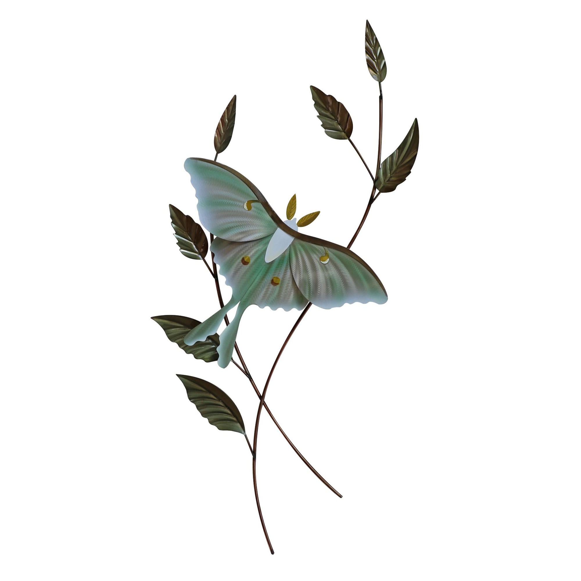 Luna Moth with Foliage Wall Art Multi Metallic