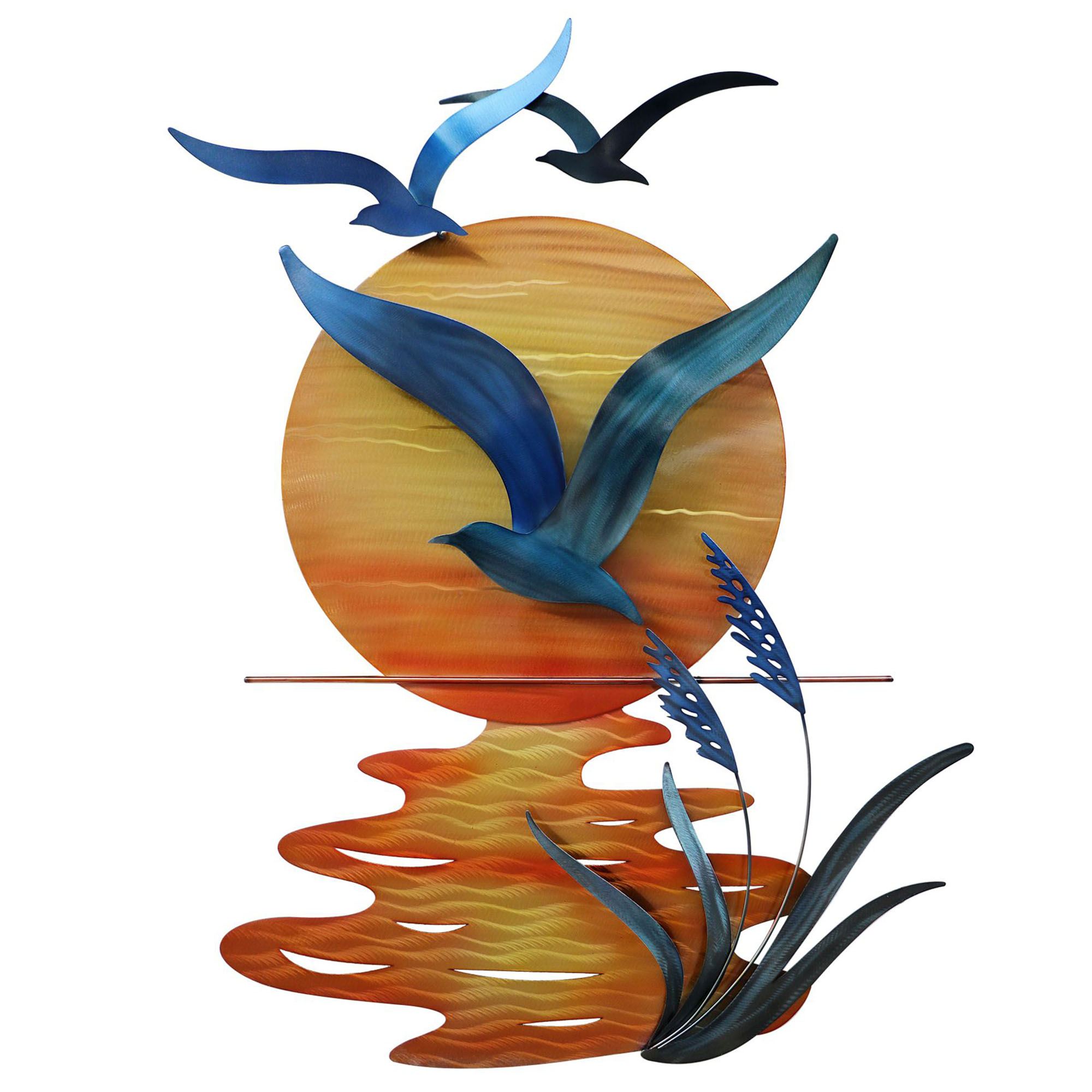 Seagulls at Sunset Wall Sculpture Multi Bright