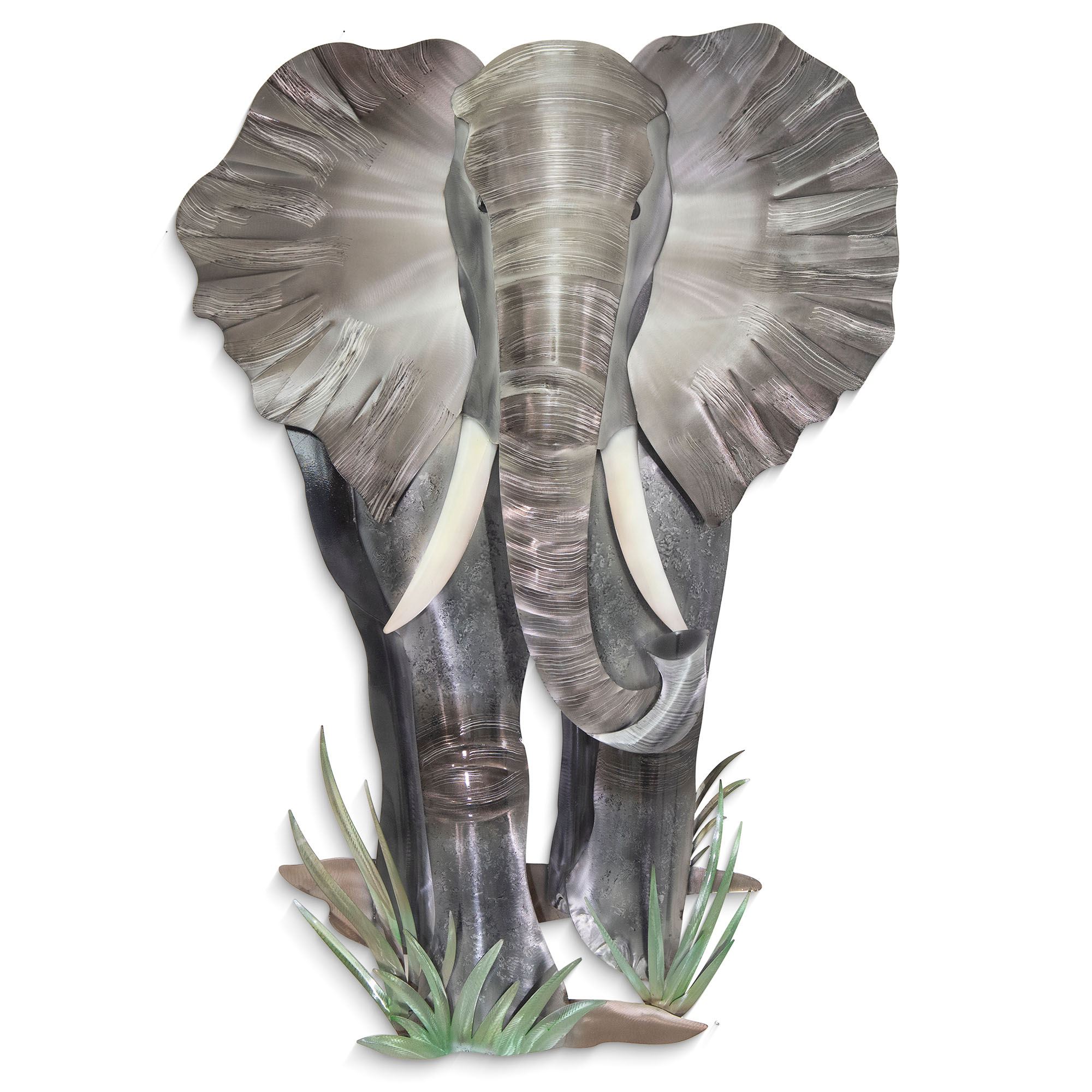 Walking Elephant Wall Sculpture Silver