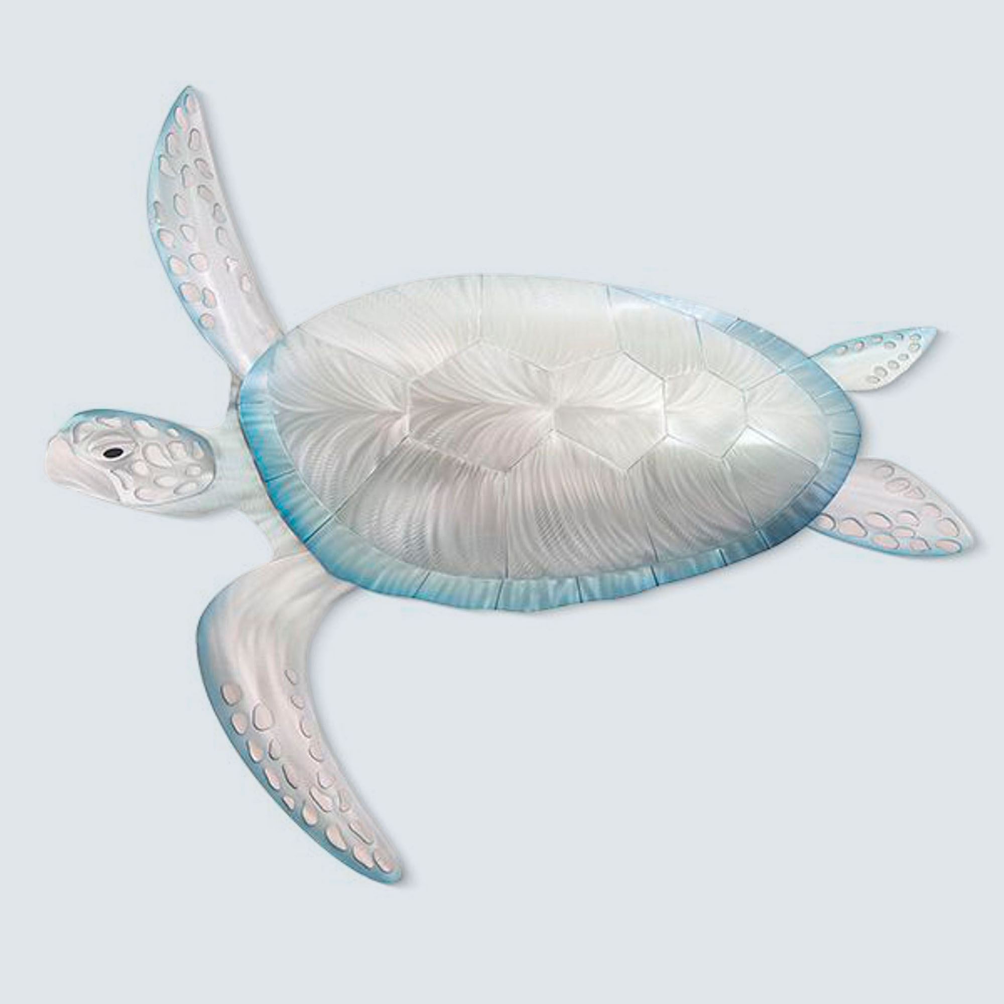 Sea Turtle Single Wall Sculpture Silver/Blue