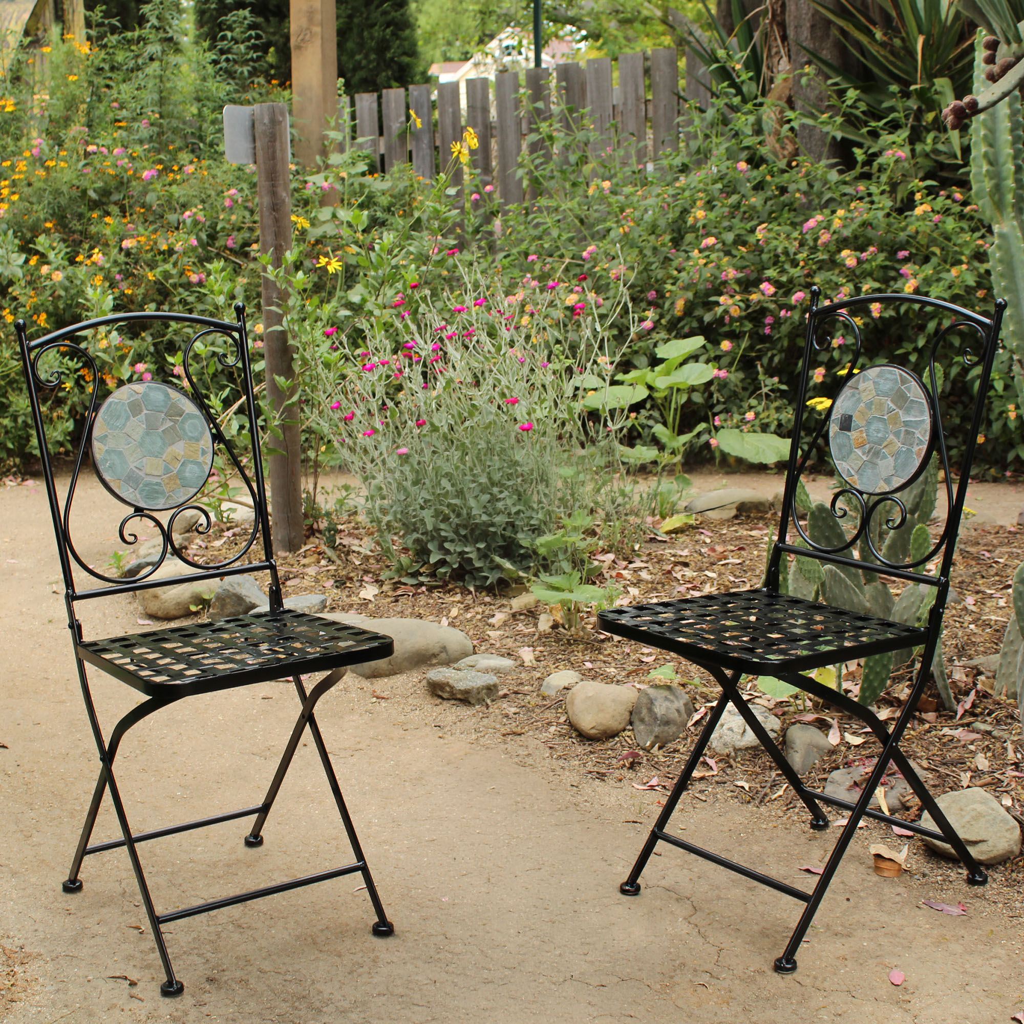 Belmont Blue Mosaic Bistro Chairs Only Set of Two