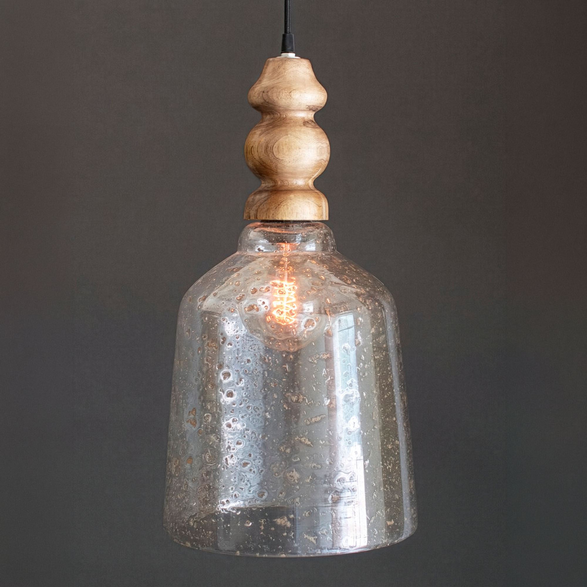Pebbled Glass Pendant Light Clear