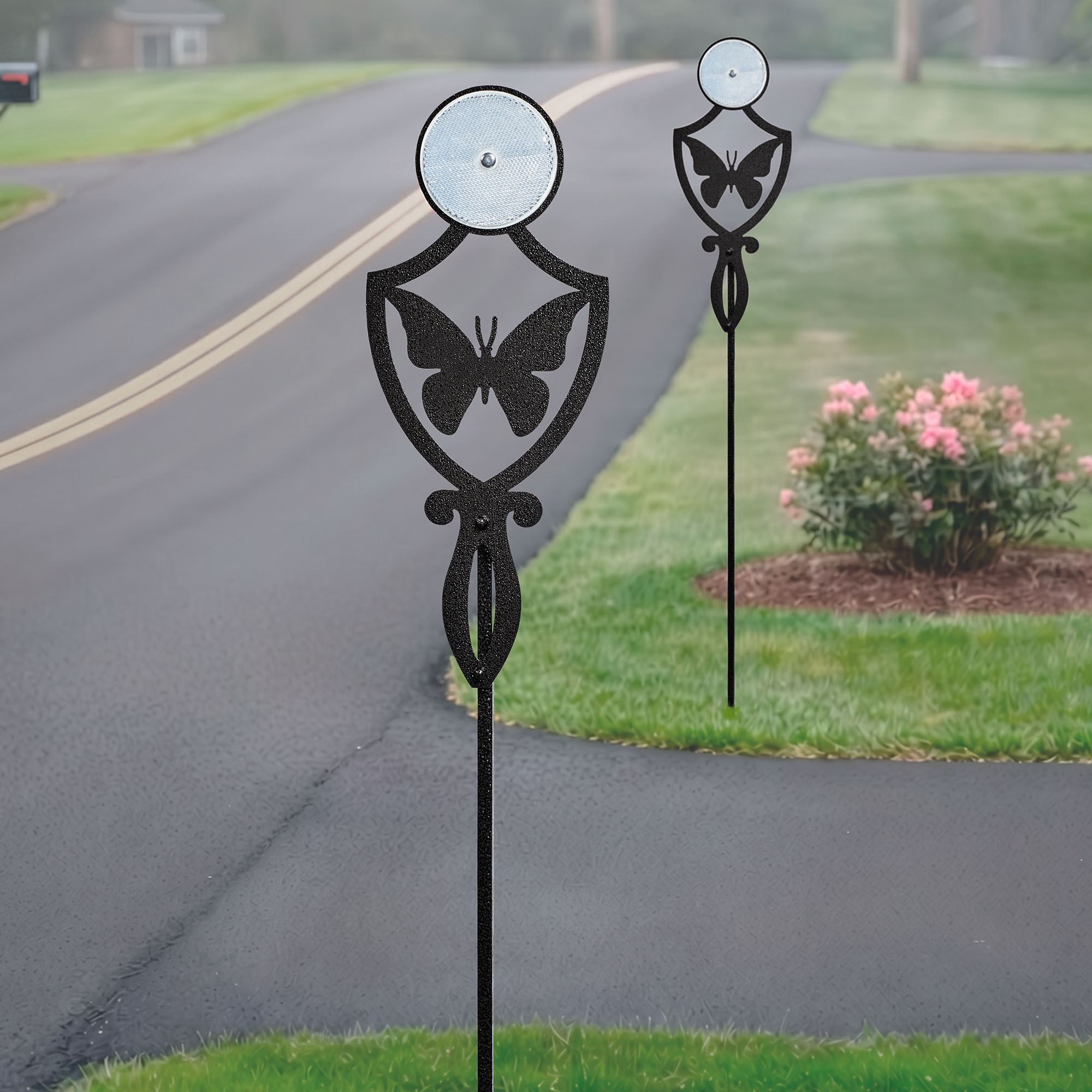Pathways Crest Butterfly Reflective Driveway Marker Stakes Set of Two