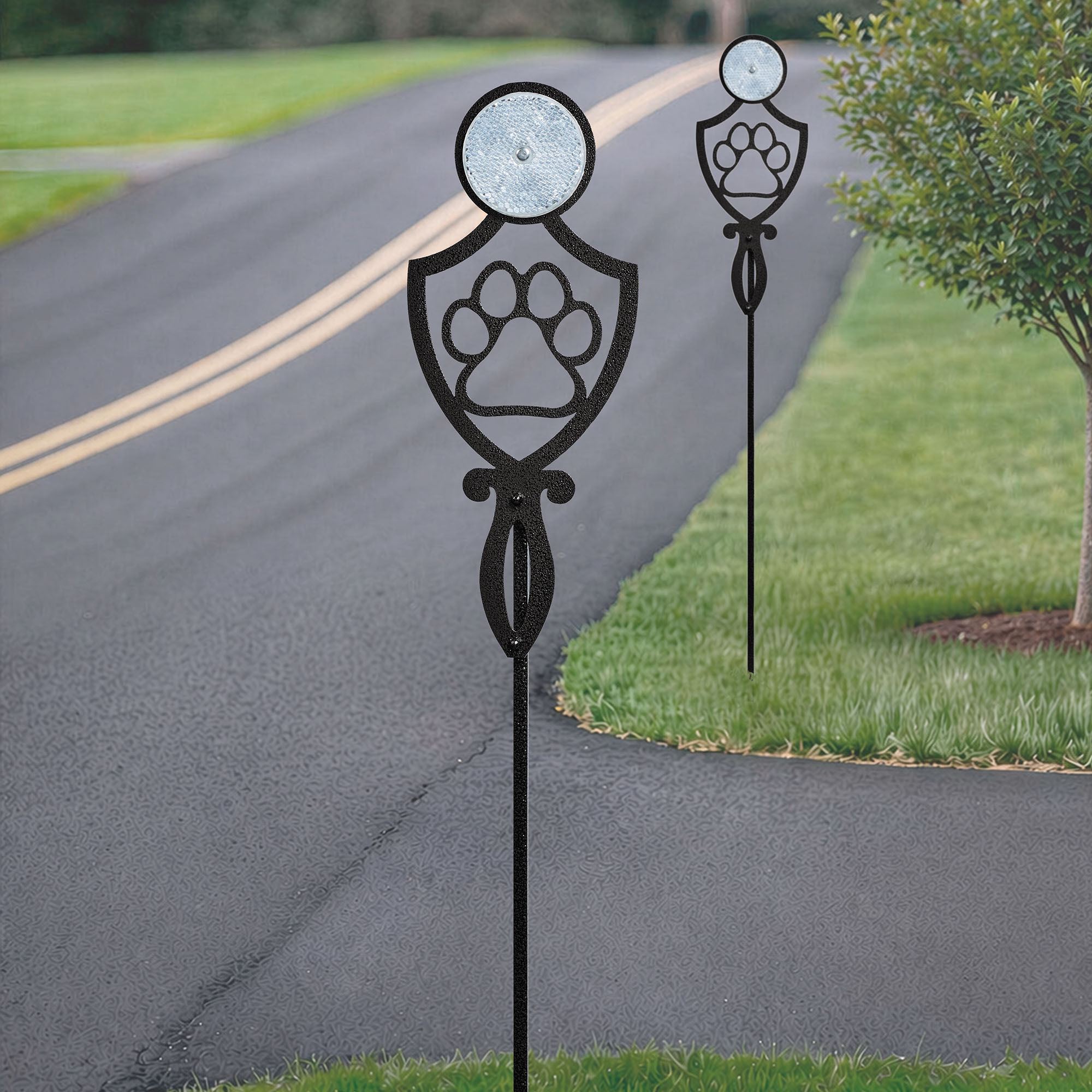 Pathways Crest Paw Reflective Driveway Marker Stakes Set of Two