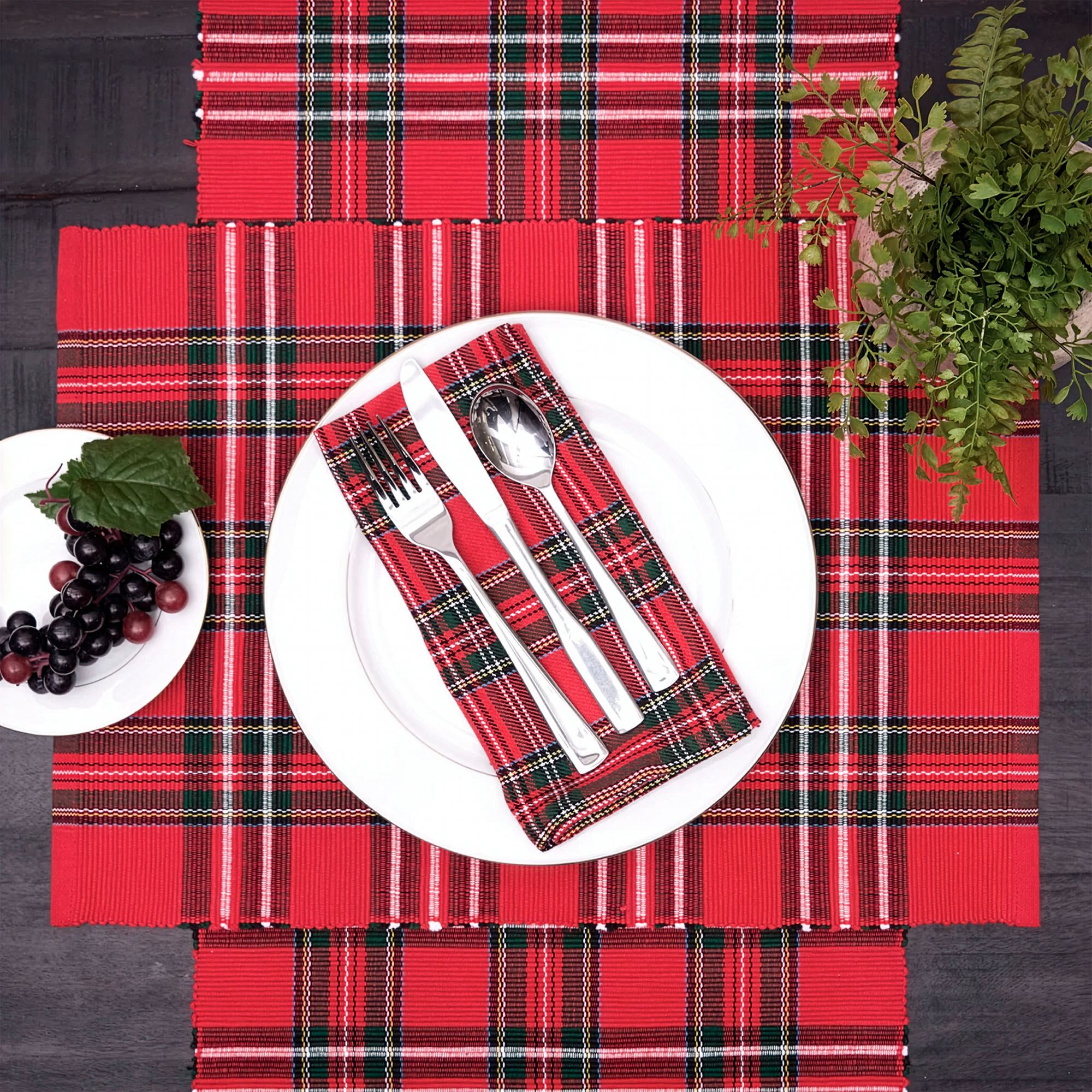 Arlington Plaid Table Runner Red 13 x 72