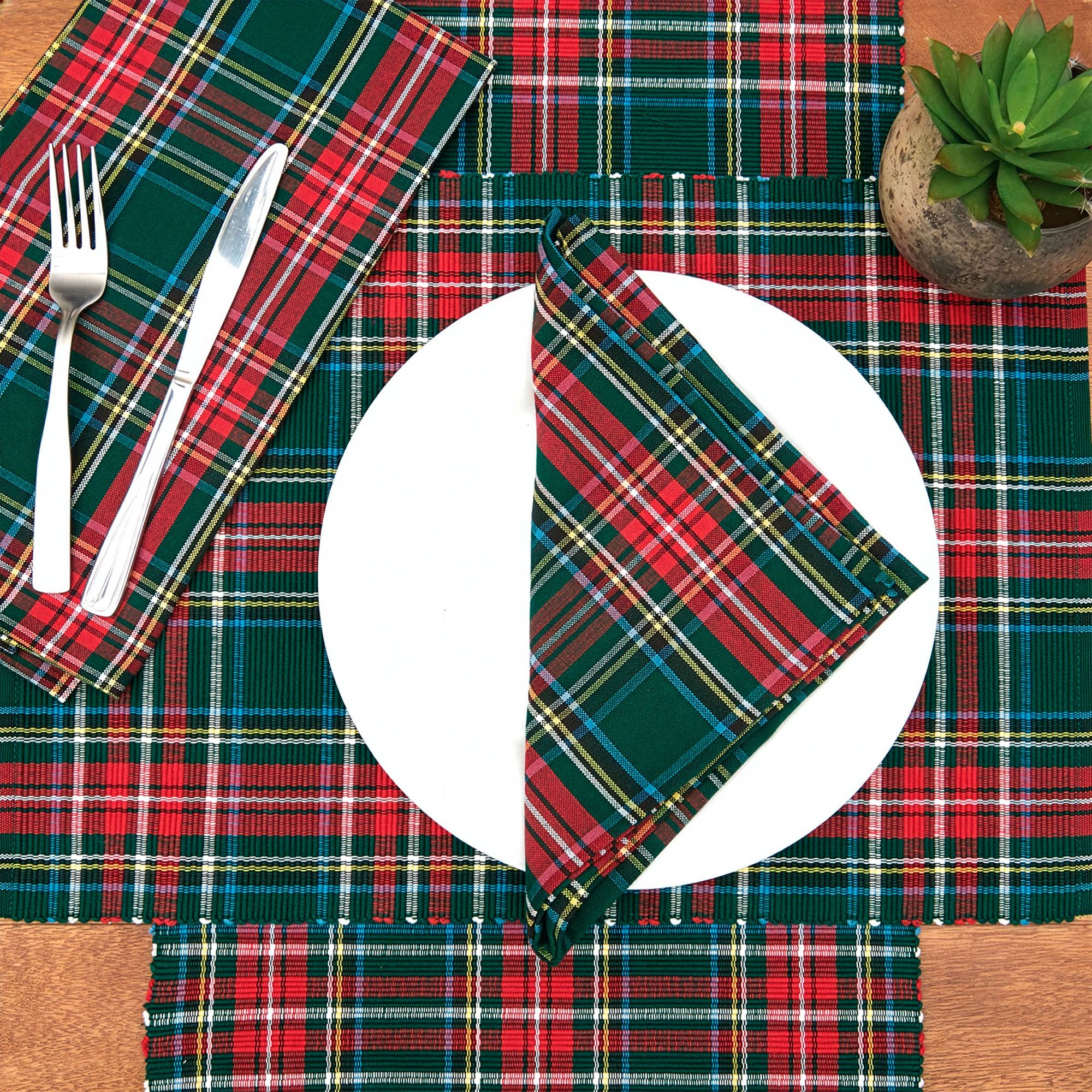 Weston Plaid Table Runner Green 13 x 72