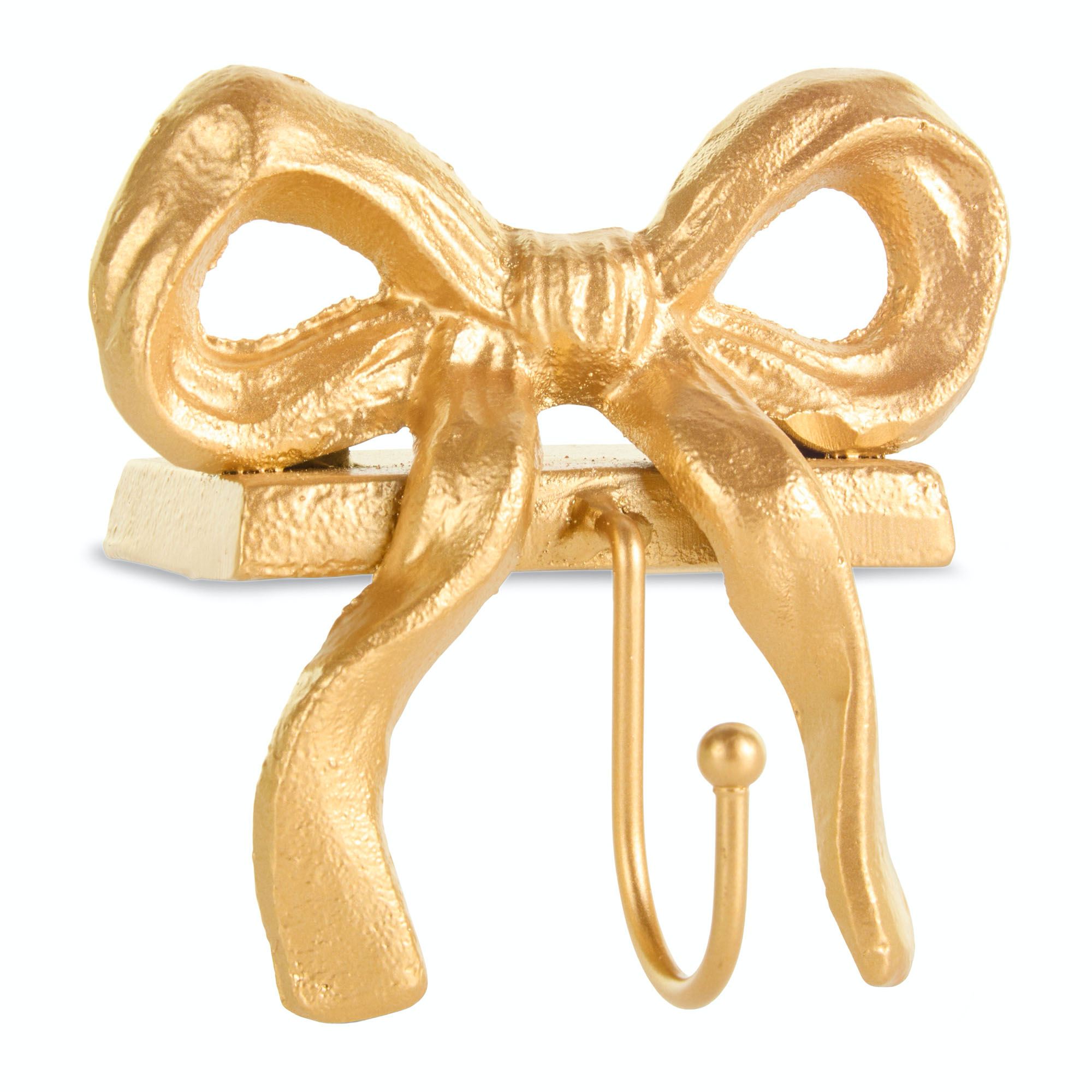 Holiday Bow Stocking Holder Light Gold
