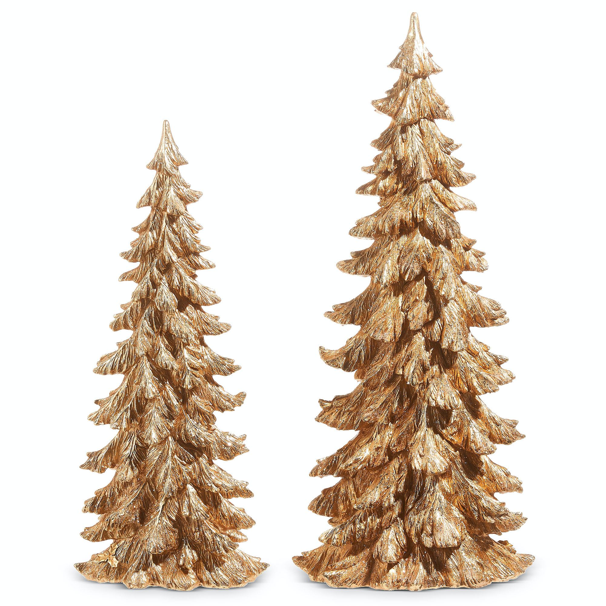 Woodland Christmas Trees Gold Set of Two