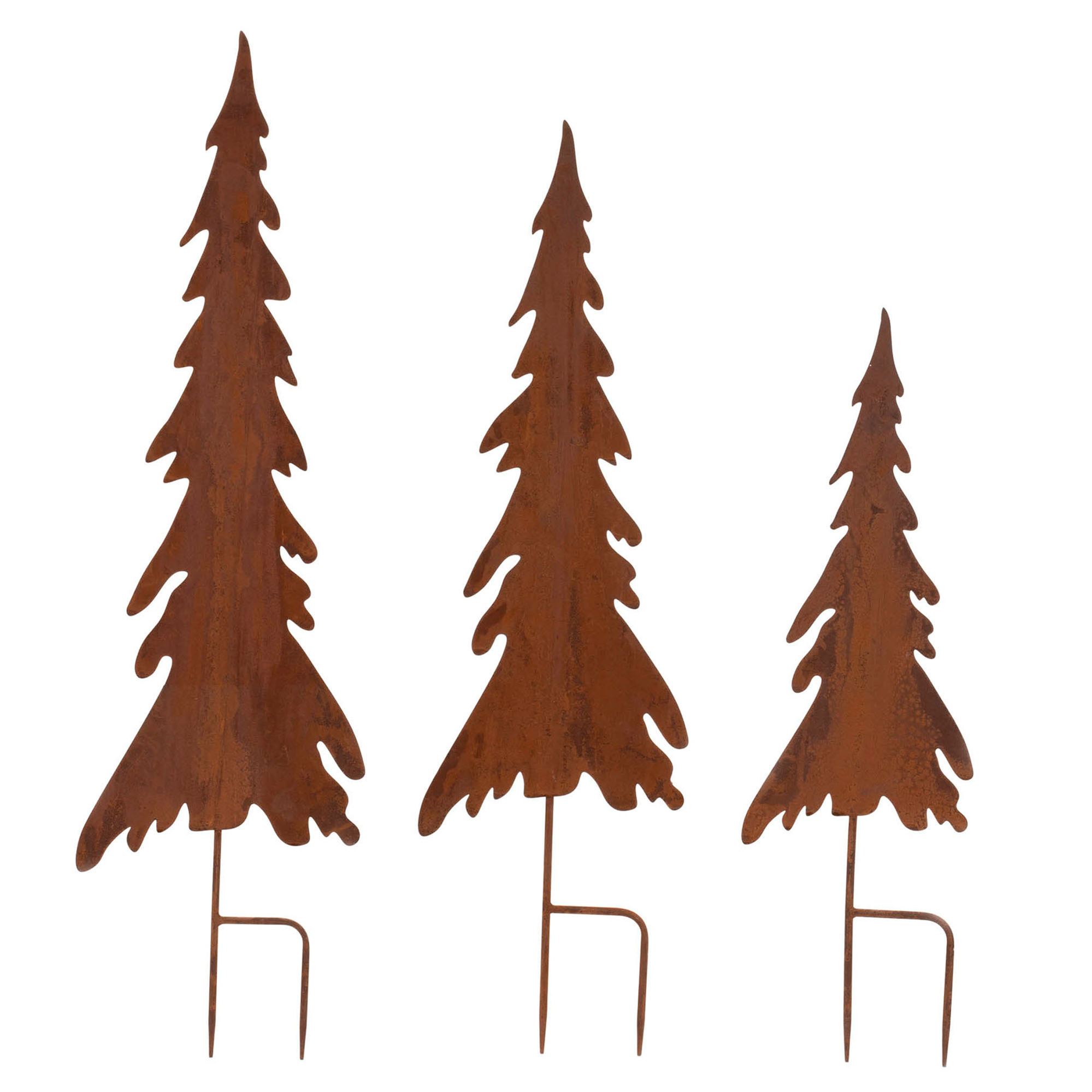 Woodland Tree Yard Stakes Brown Set of Three