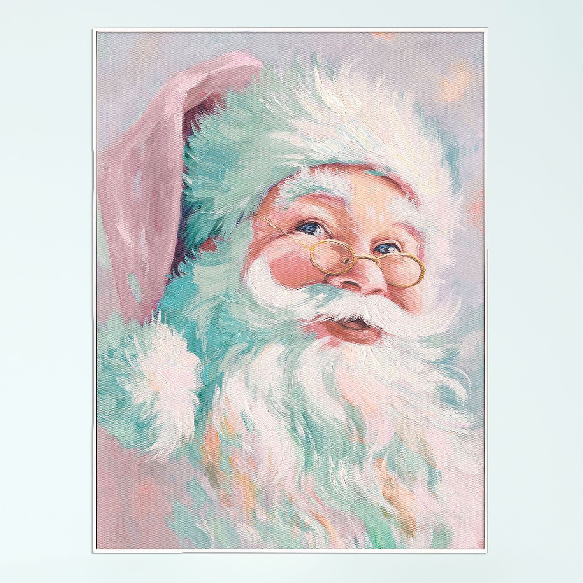 Pastel Santa Claus Framed Canvas Wall Art Multi Pastel