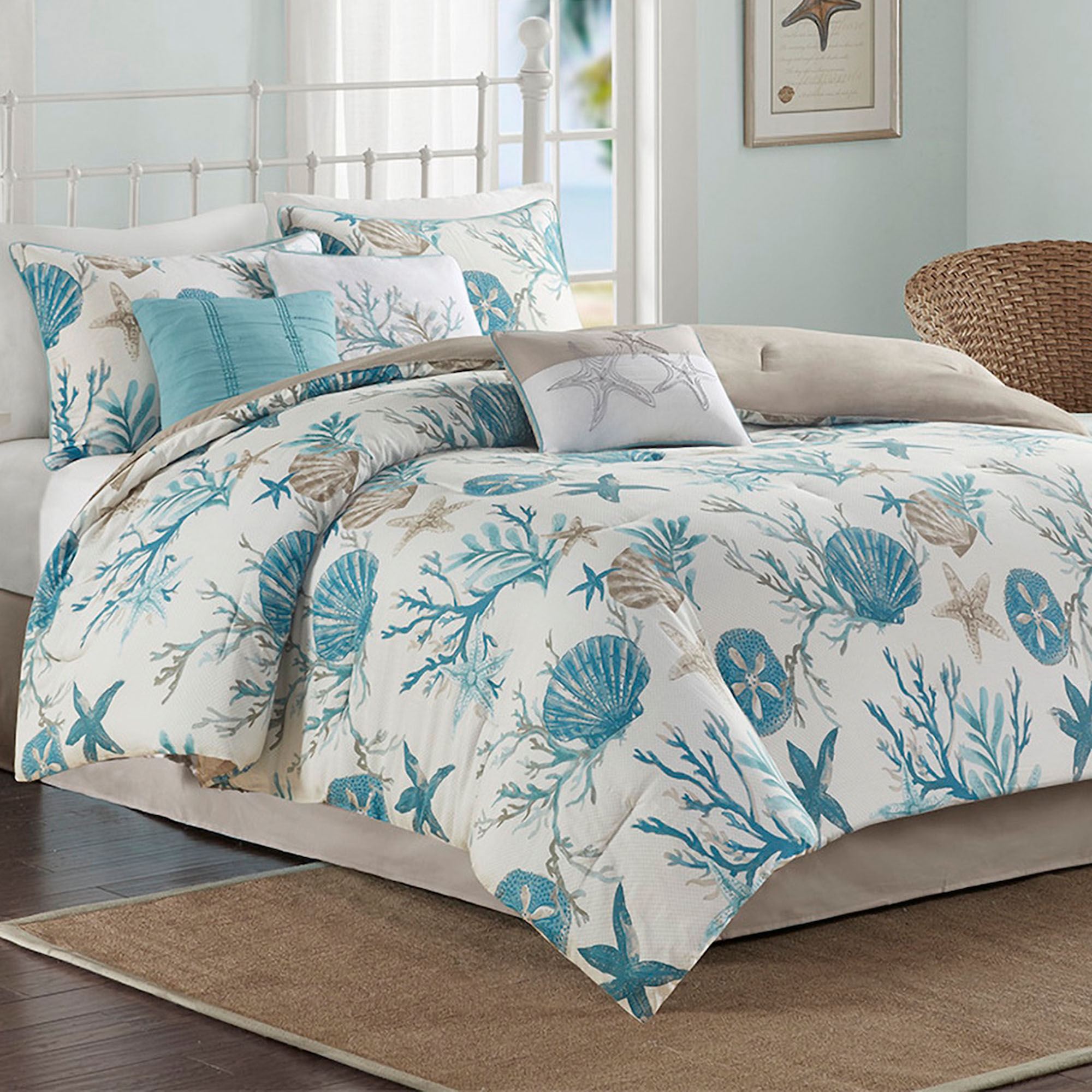 Pebble Beach II Comforter Bed Set Aqua
