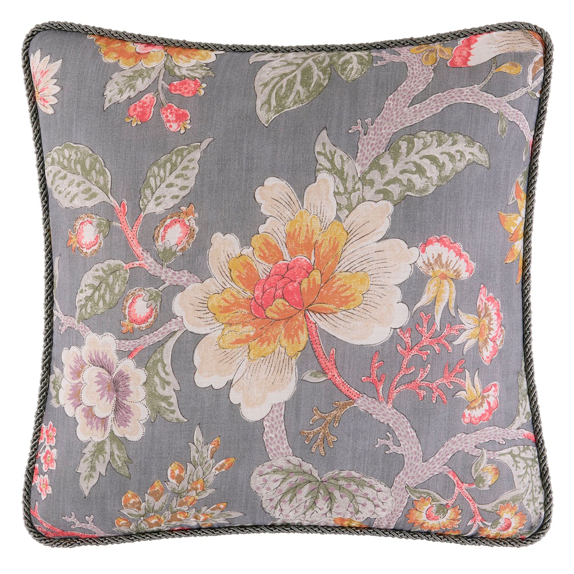 Mia Corded Pillow Gray 18 Square