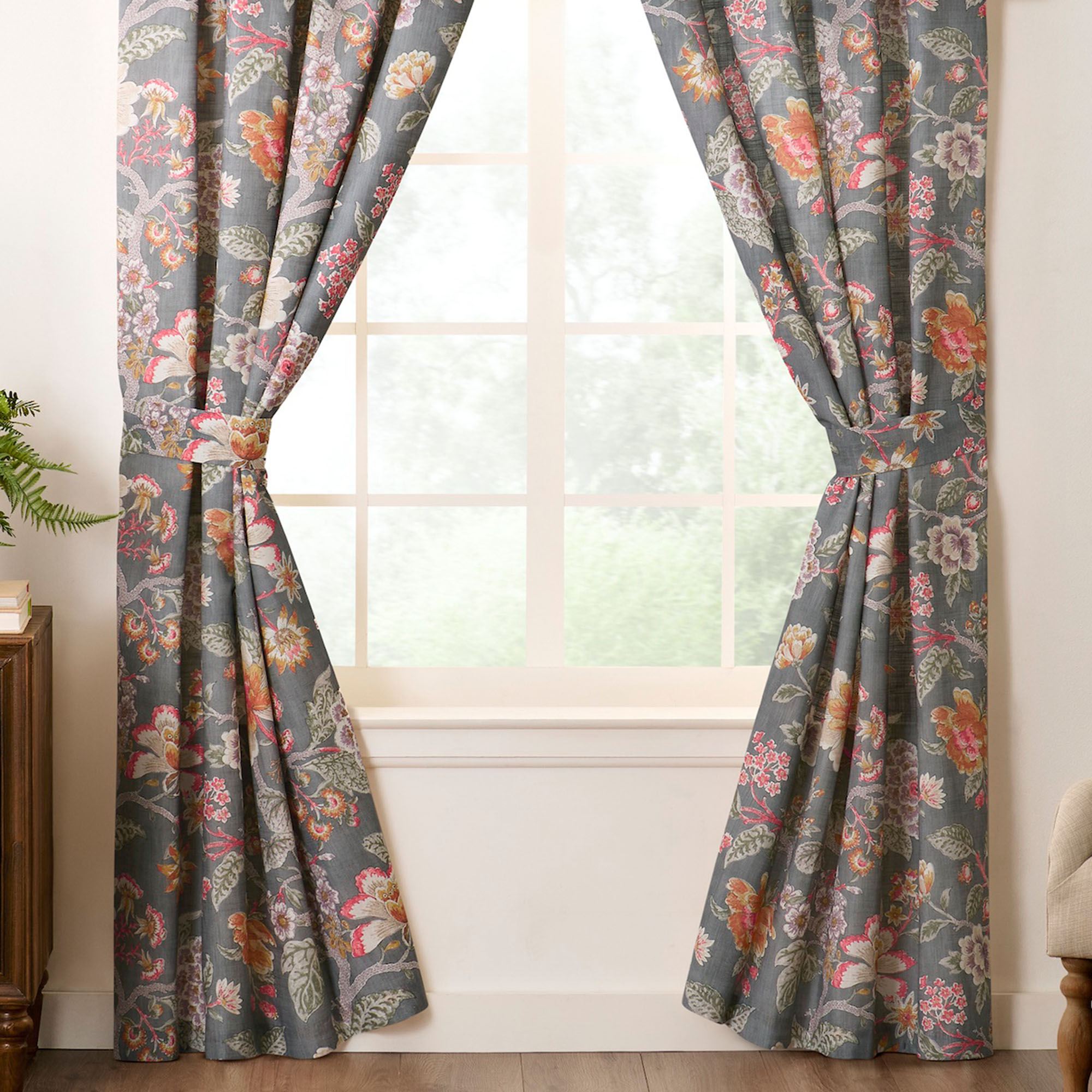 Mia Wide Tailored Curtain Pair Gray 100 x 84