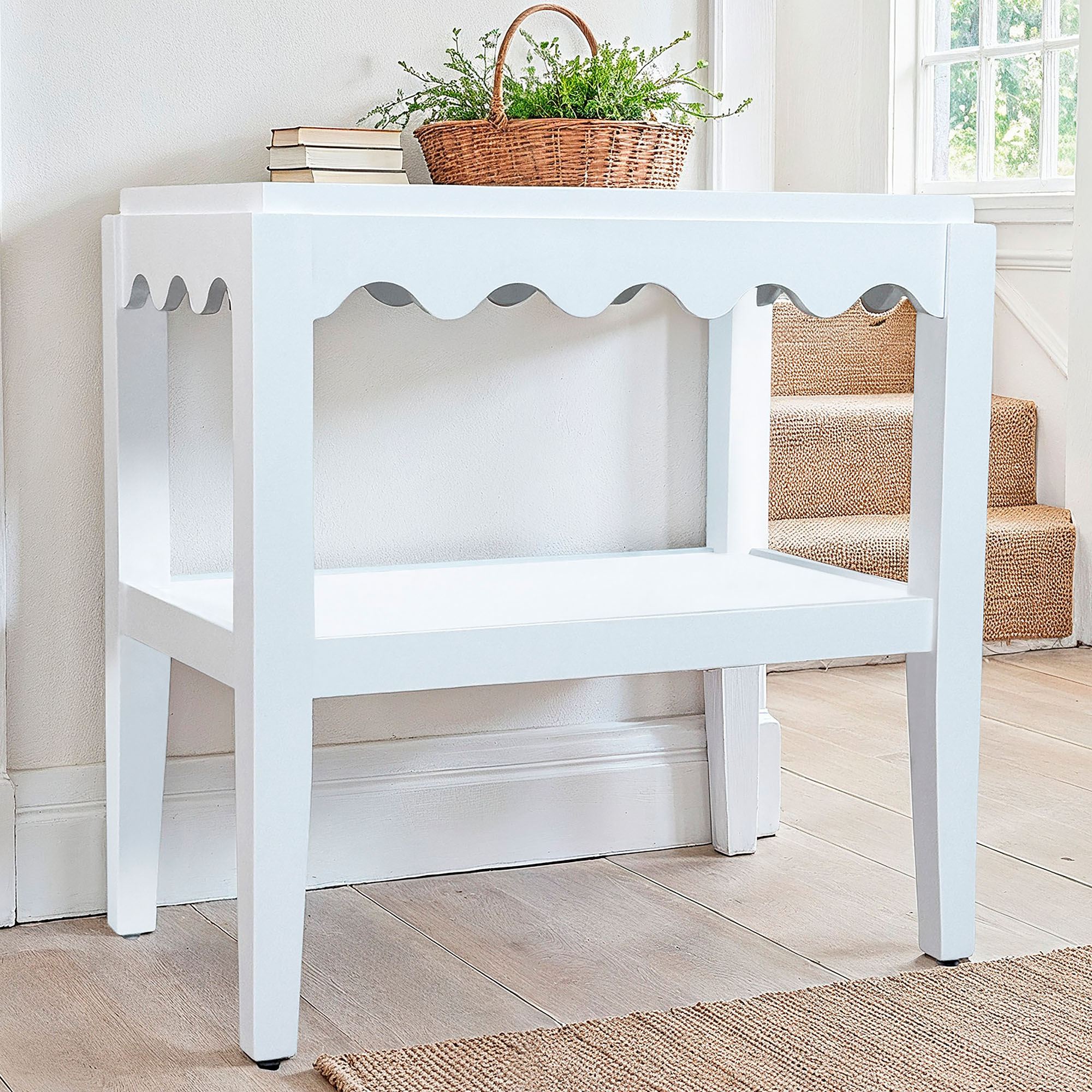 Sienna Scallop Side Table White