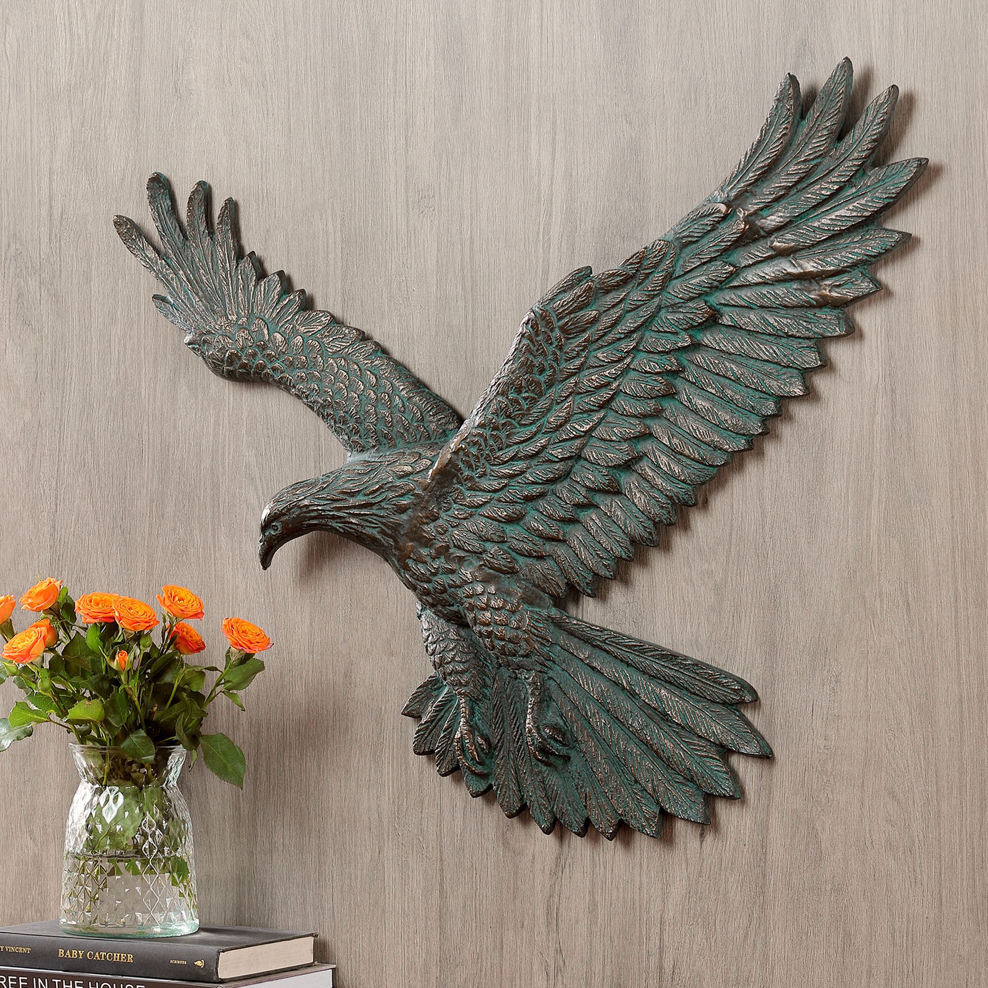 Flying Eagle Wall Art Plaque Antique Bronze