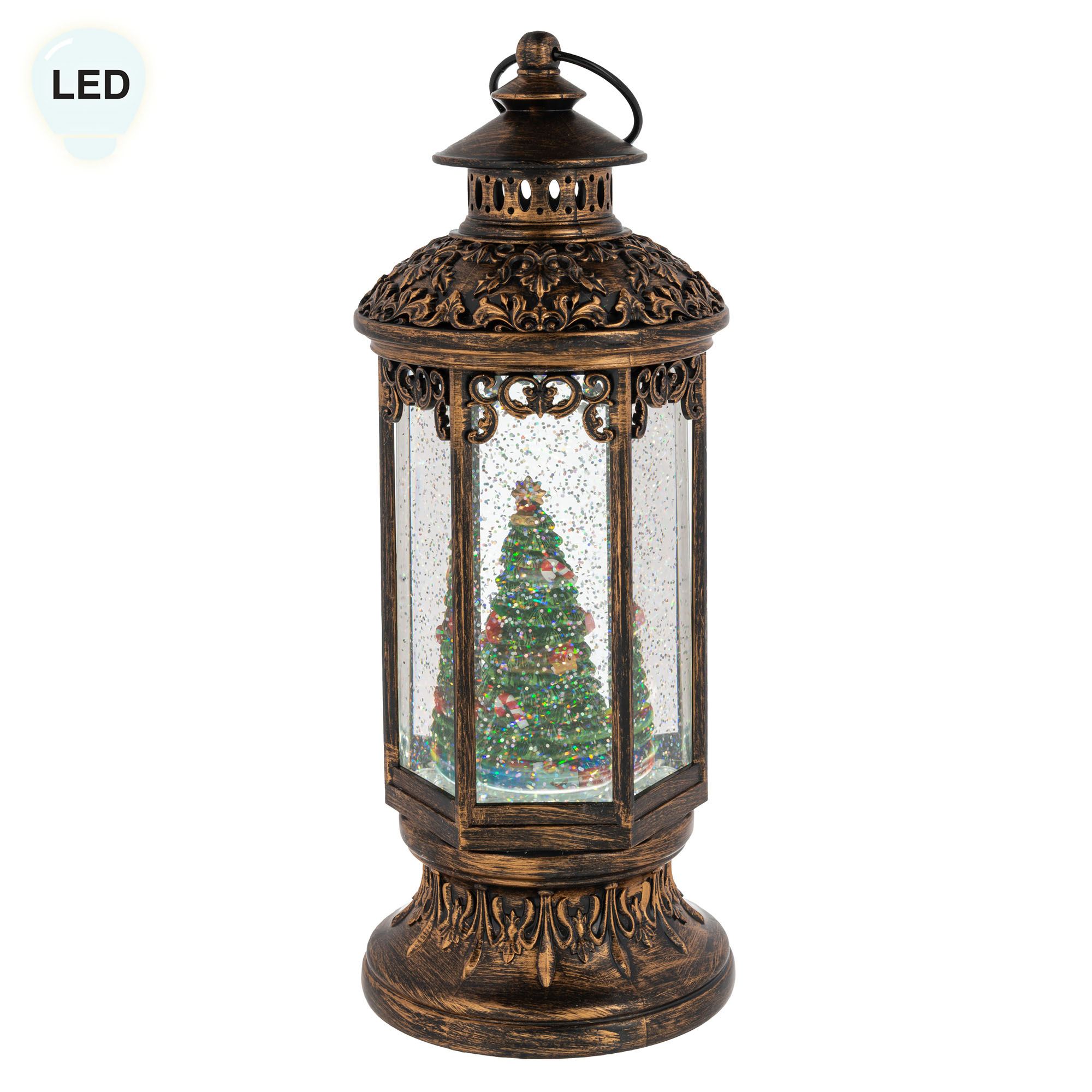 Christmas Tree Swirl LED Lantern Bronze