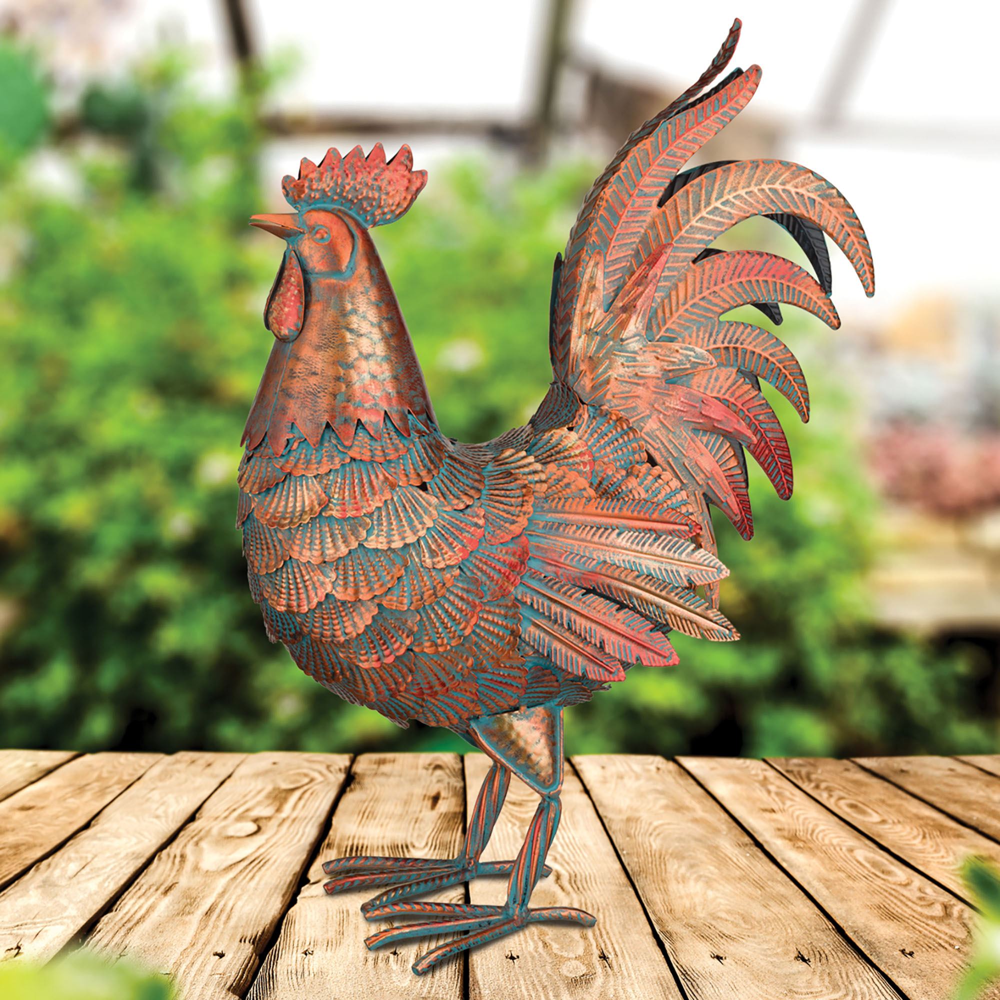 Royal Rooster Sculpture Copper