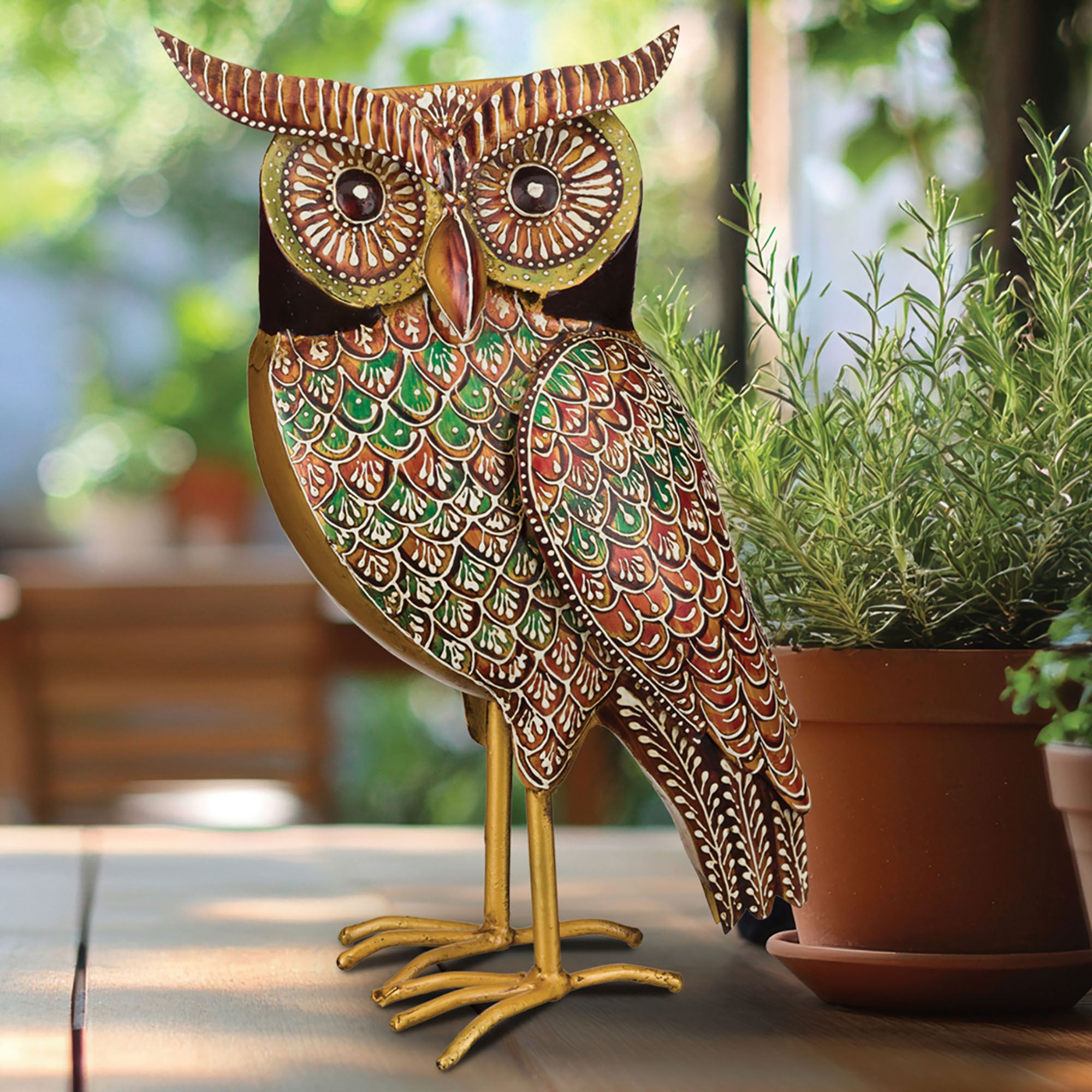 Luna Owl Sculpture Multi Earth