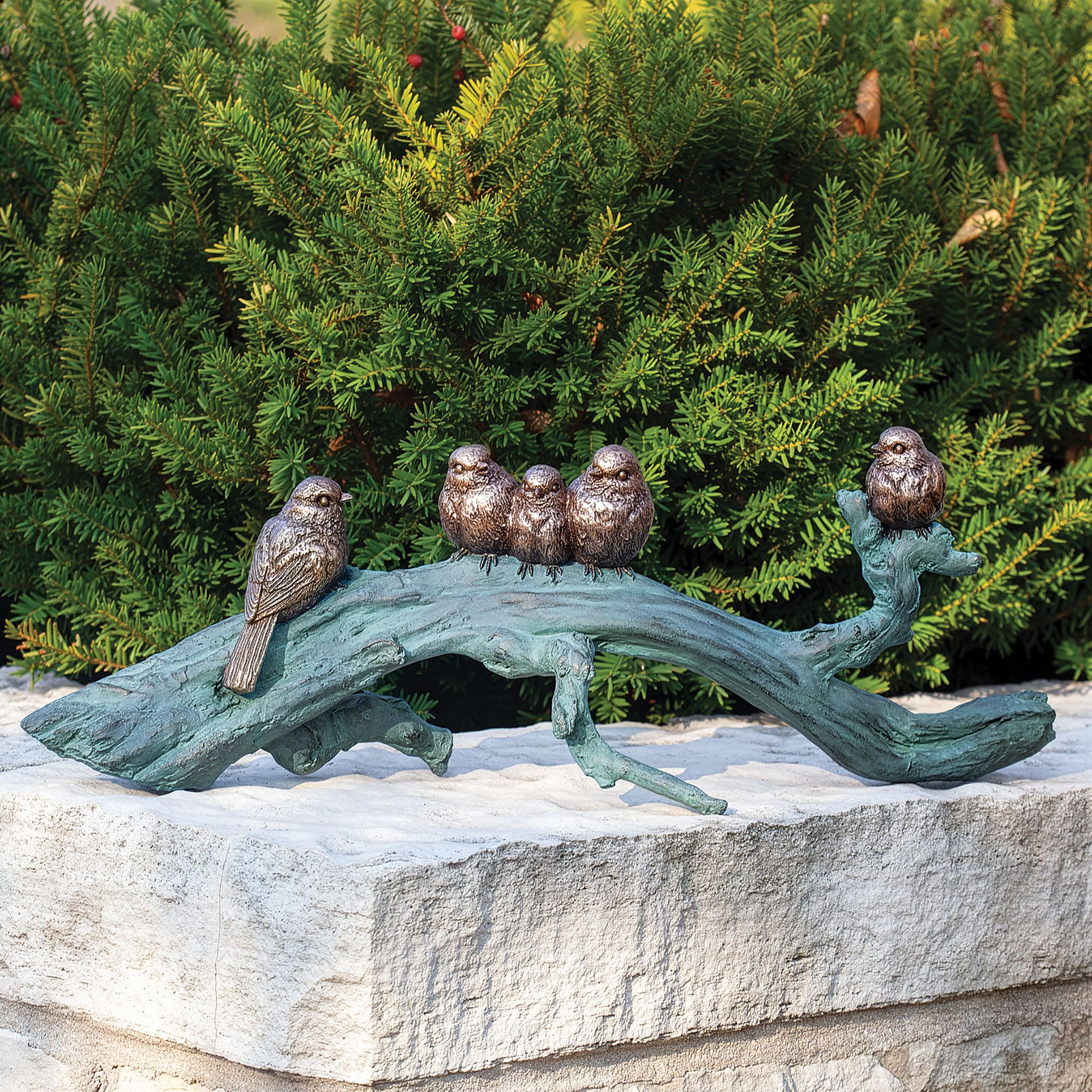 Birds on Branch Garden Sculpture Verdi Bronze