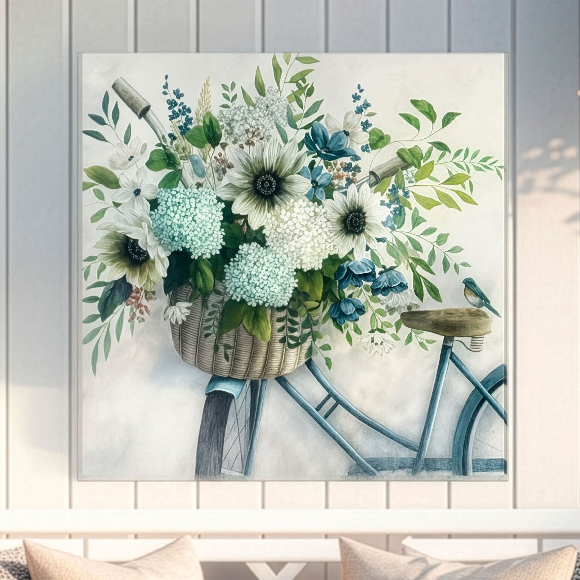 Brimming Basket Canvas Wall Art Blue