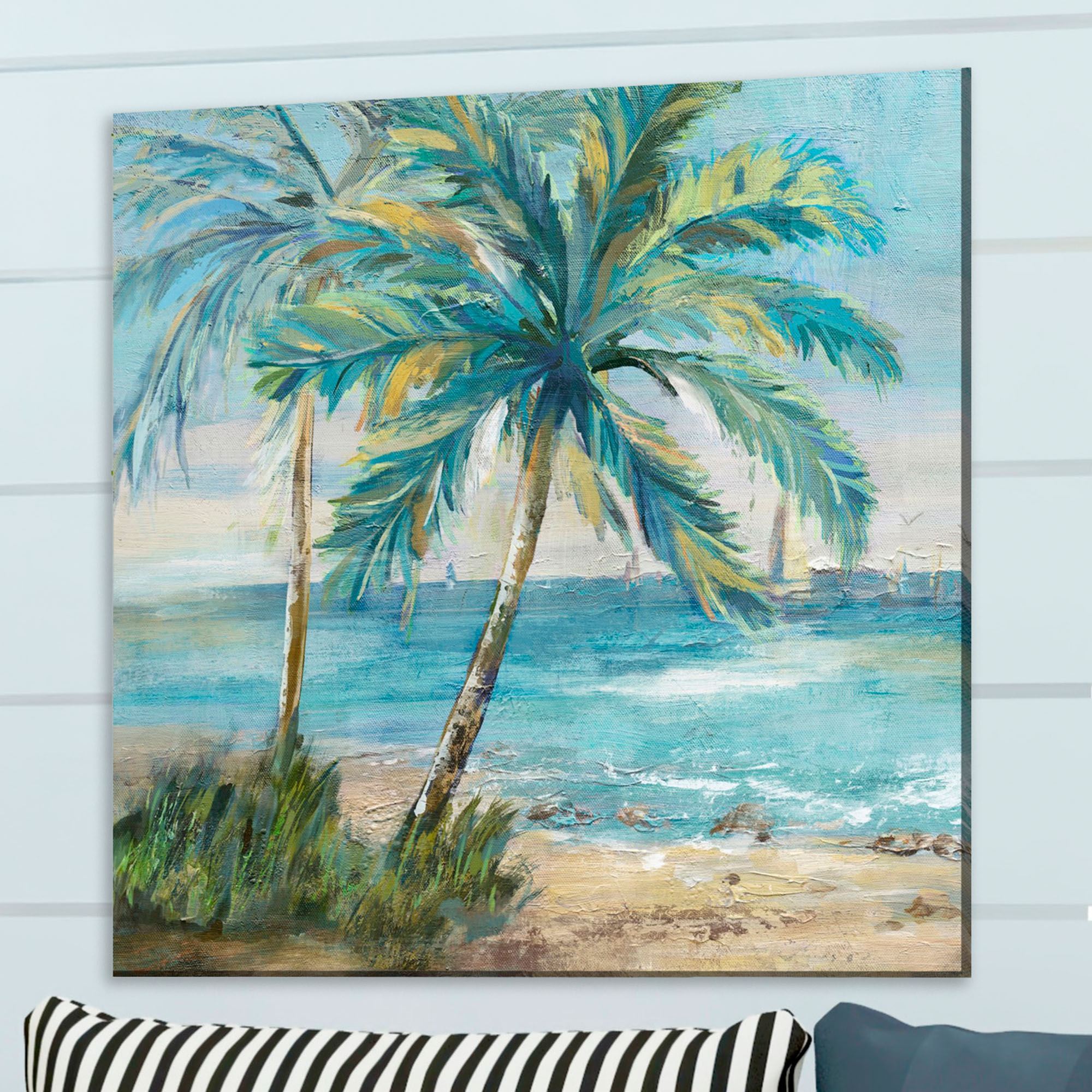 Coastal Palm I Canvas Wall Art Multi Cool