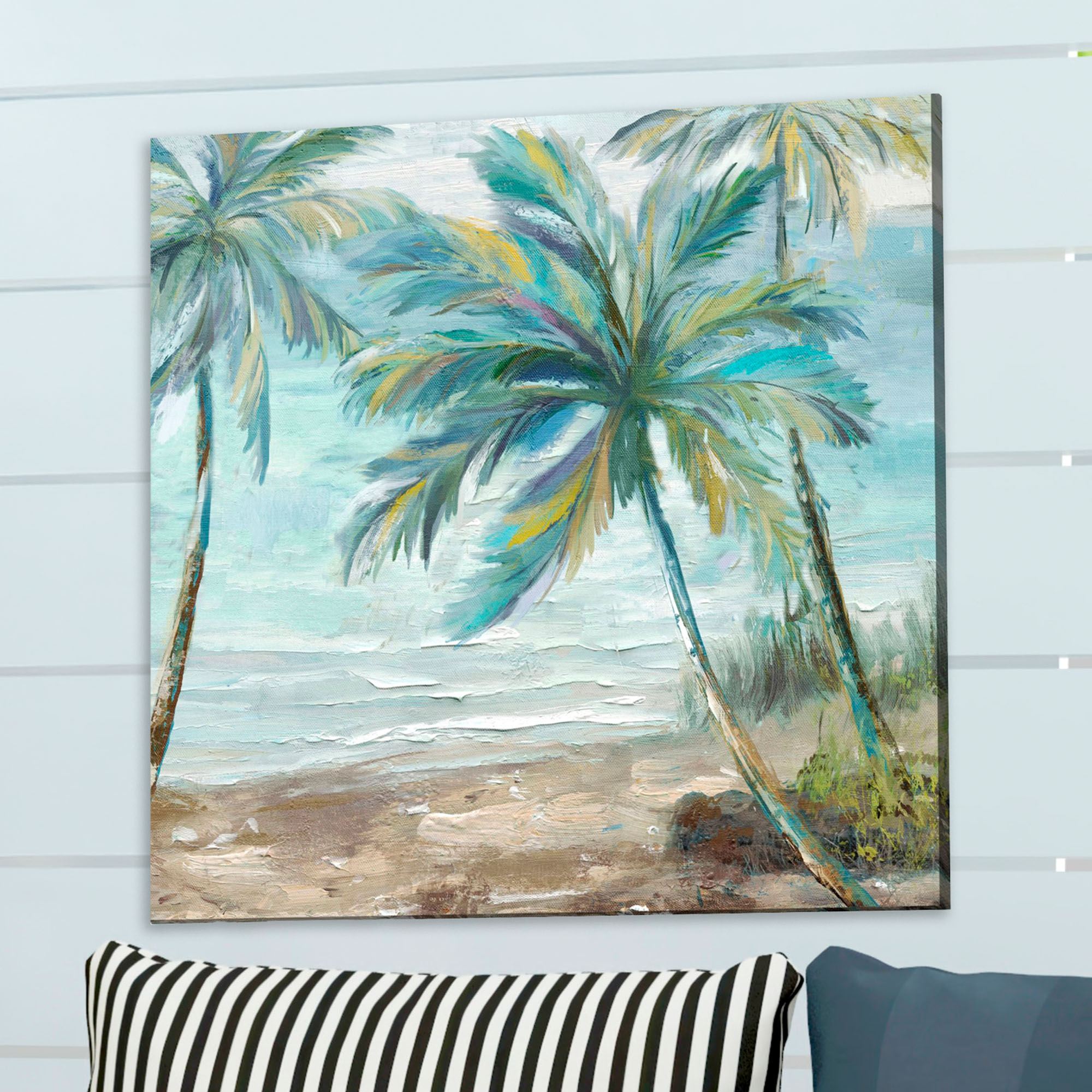 Coastal Palm II Canvas Wall Art Multi Cool