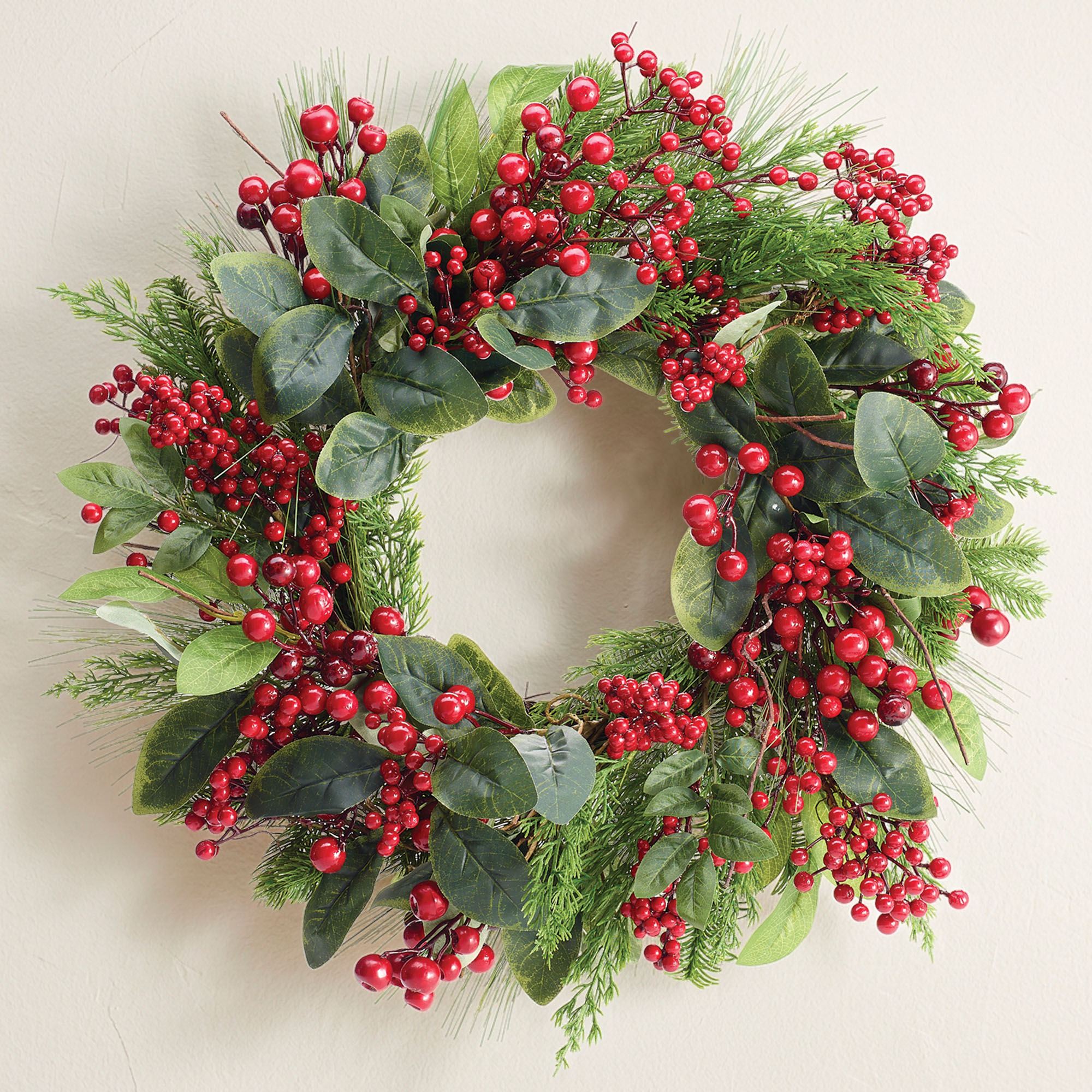 Berry and Pine Wreath Green