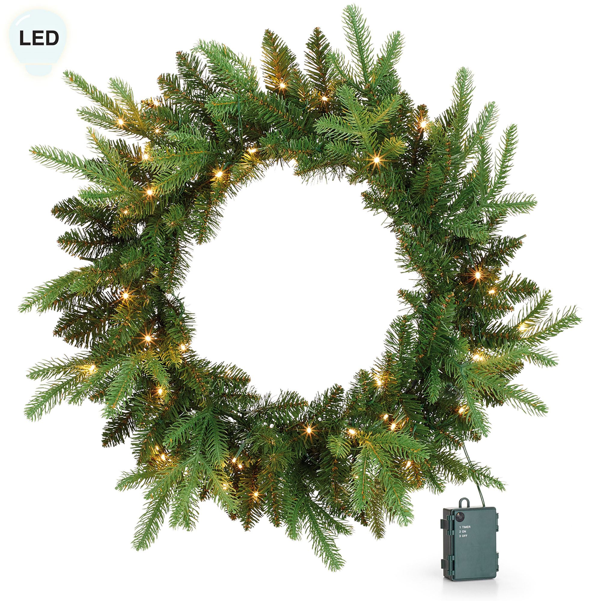 Winter Pine LED Wreath Green