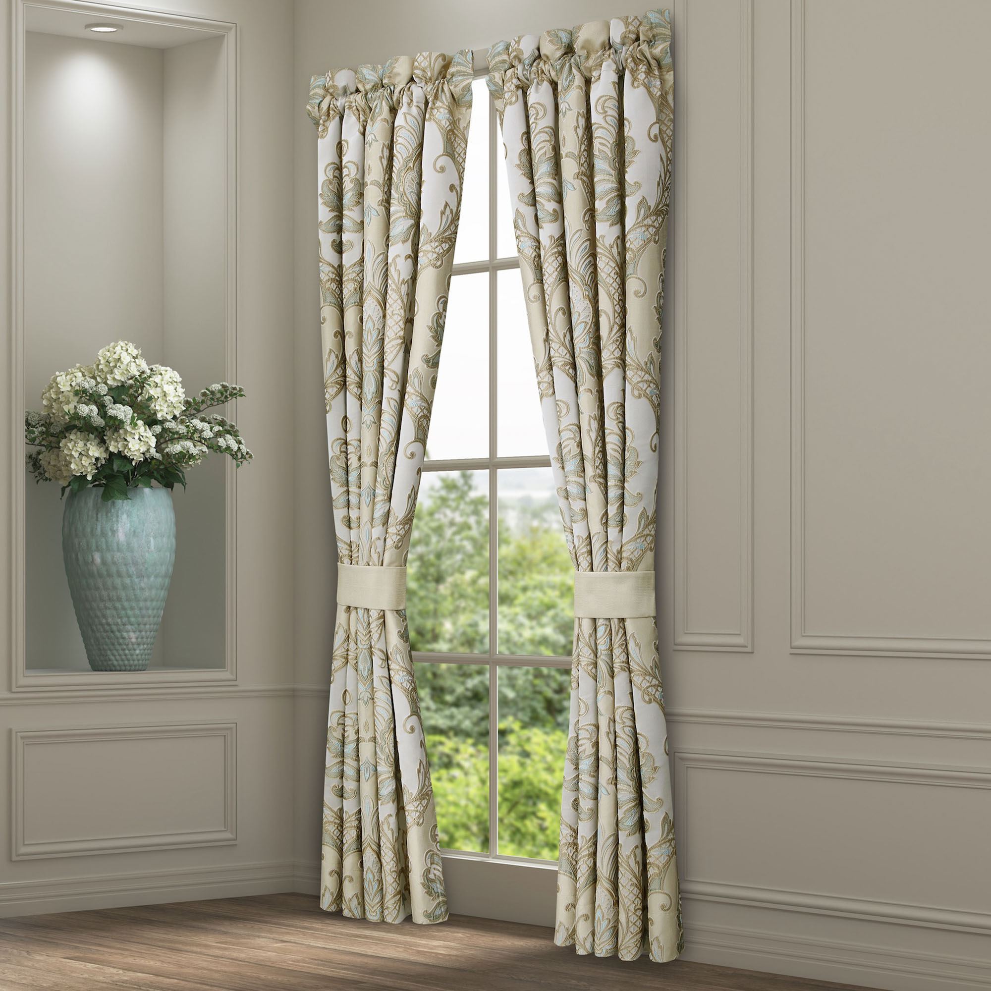 Rita Wide Tailored Curtain Pair Champagne