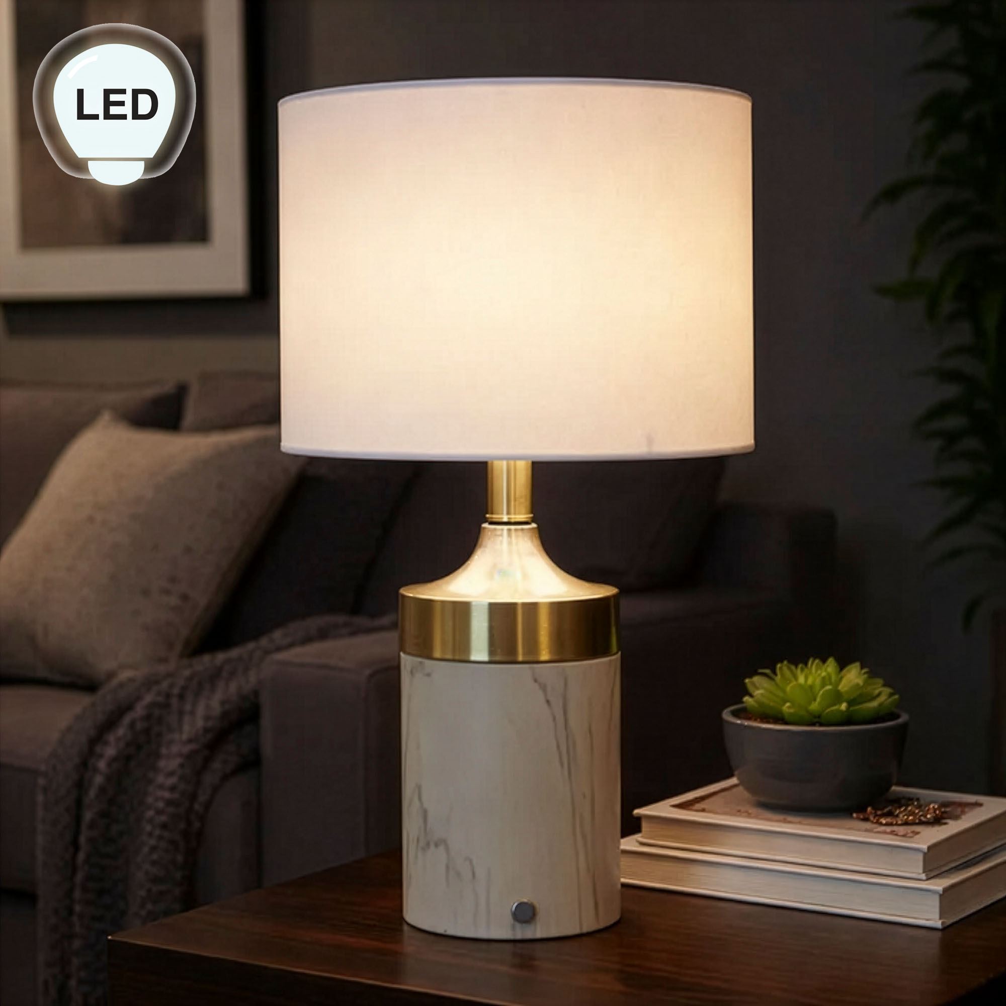 Clara LED Rechargeable Accent Lamp White/Gold