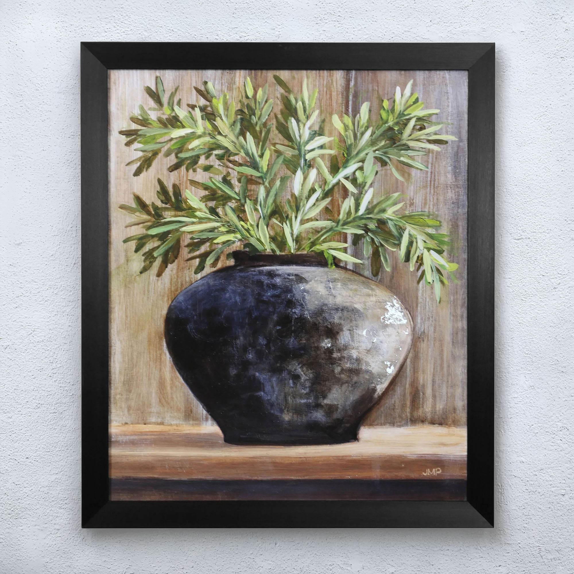 Olive Branches Framed Wall Art Black