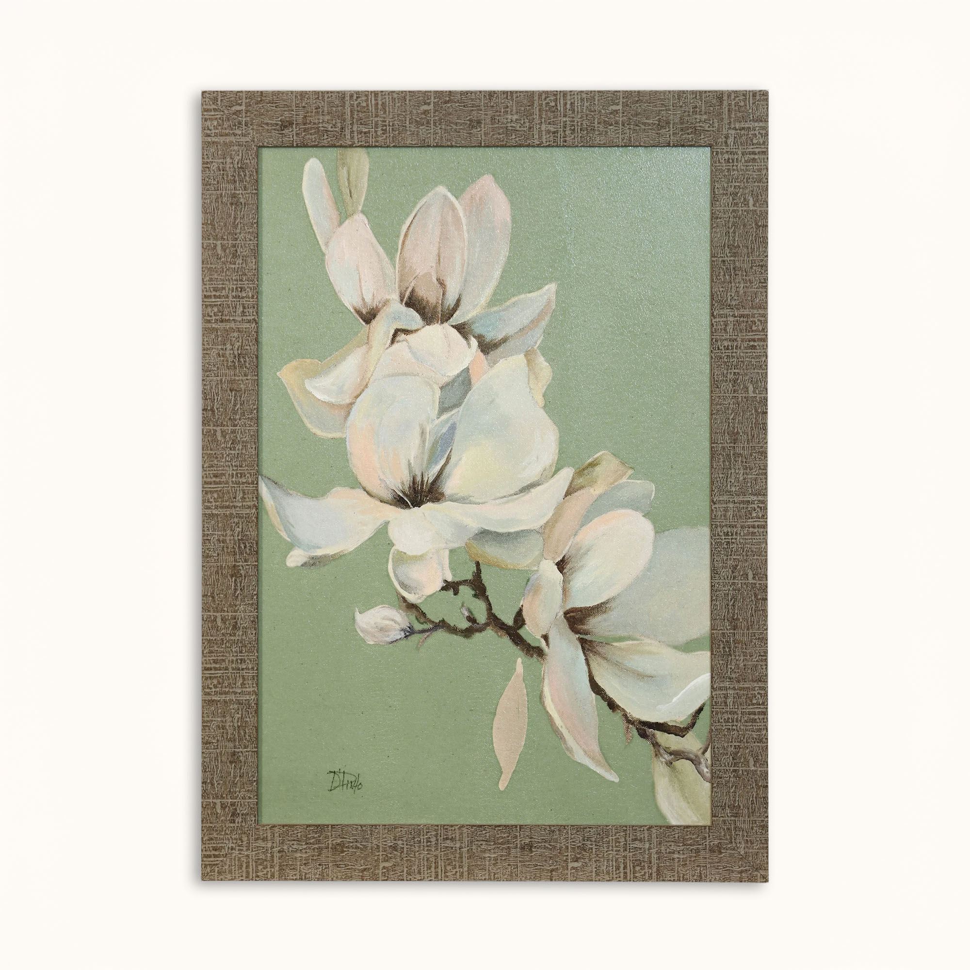 Blossoming Magnolias Framed Wall Art Sage