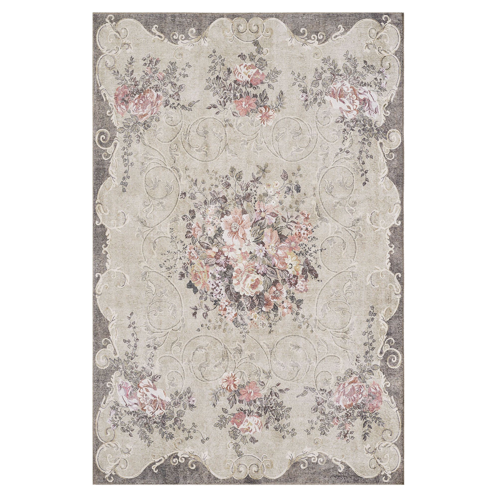 Encompassed Bouquet Rectangle Rug Olive