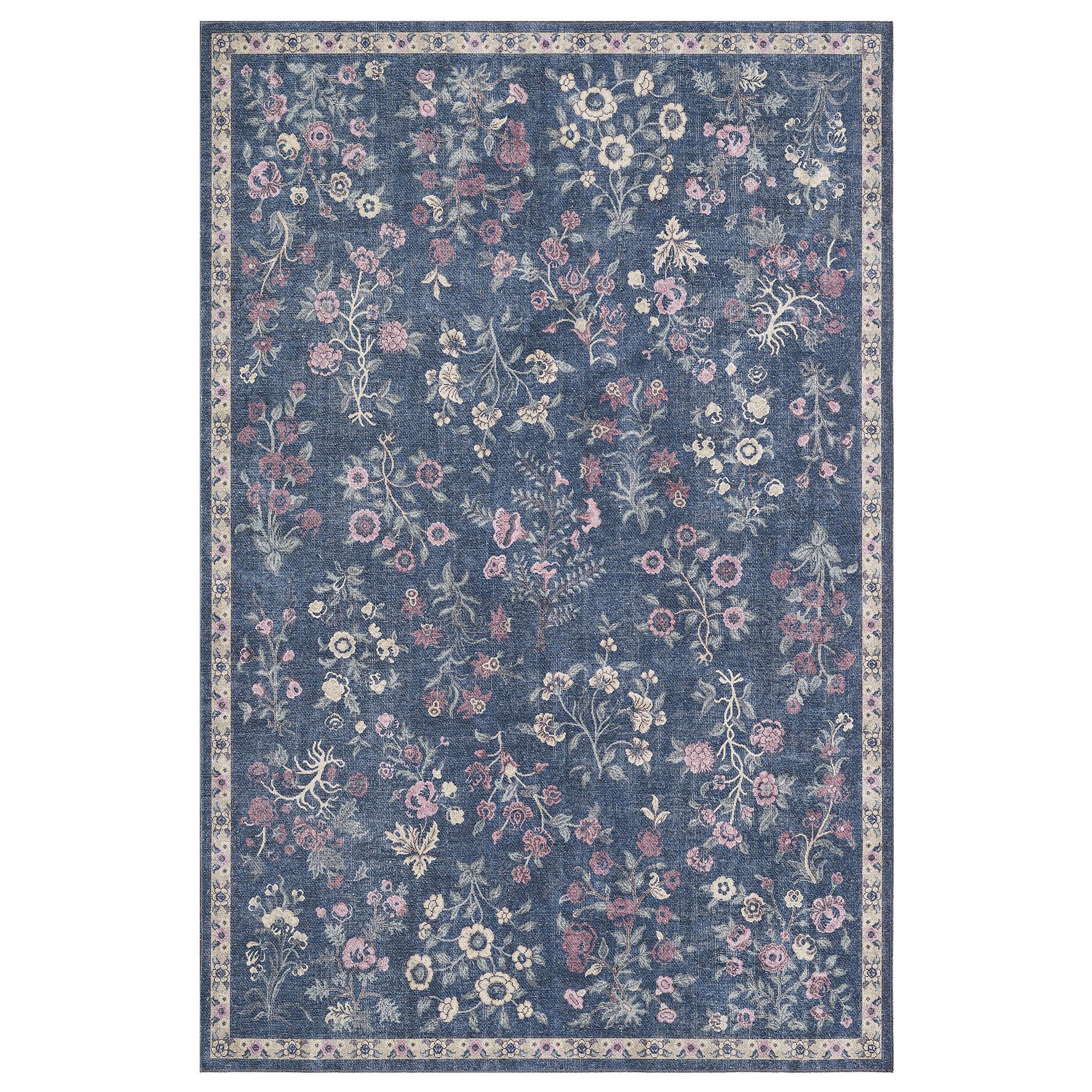 Bountiful Blooms Rectangle Rug Navy