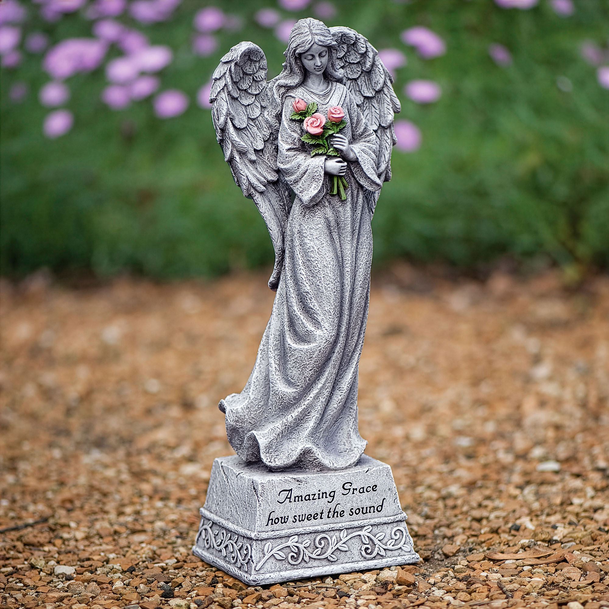 Amazing Grace Angel Statue Weathered Stone