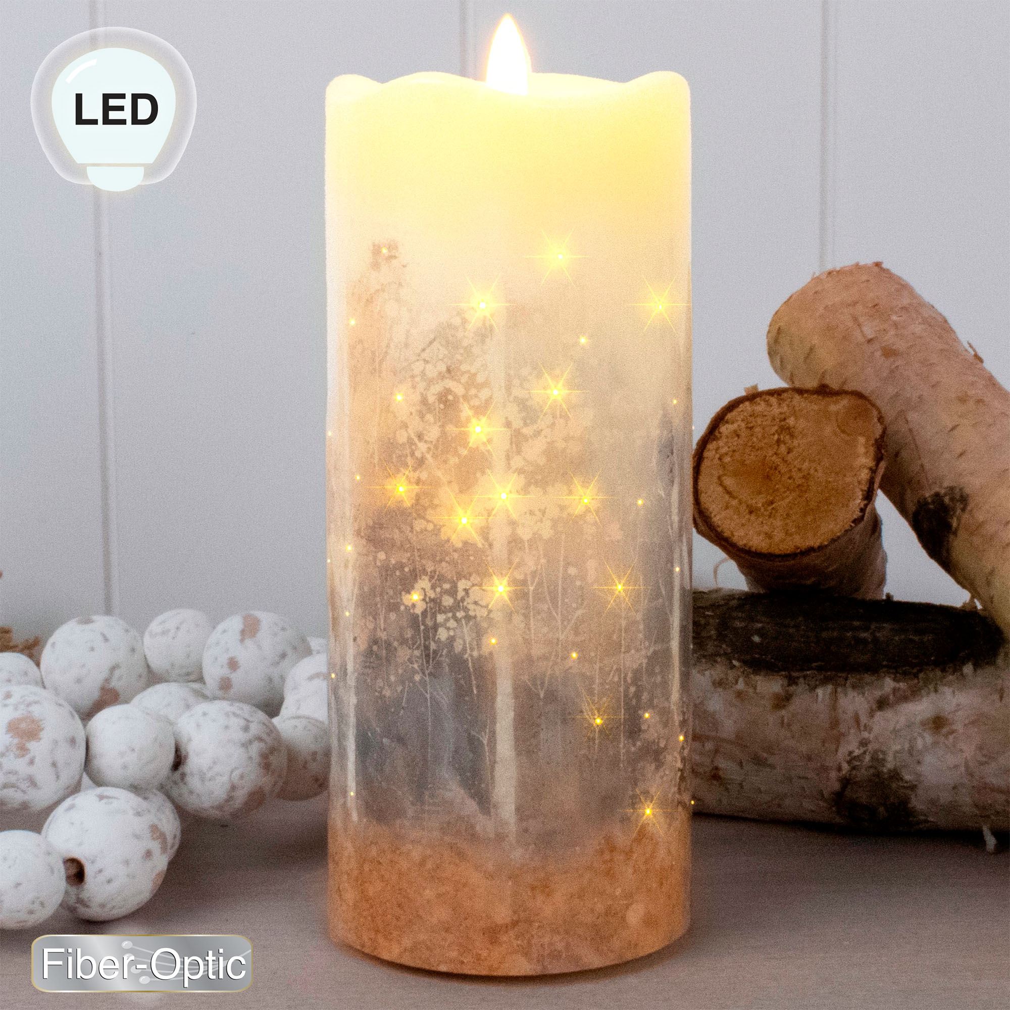 Enchanted Forest LED Candle Ivory