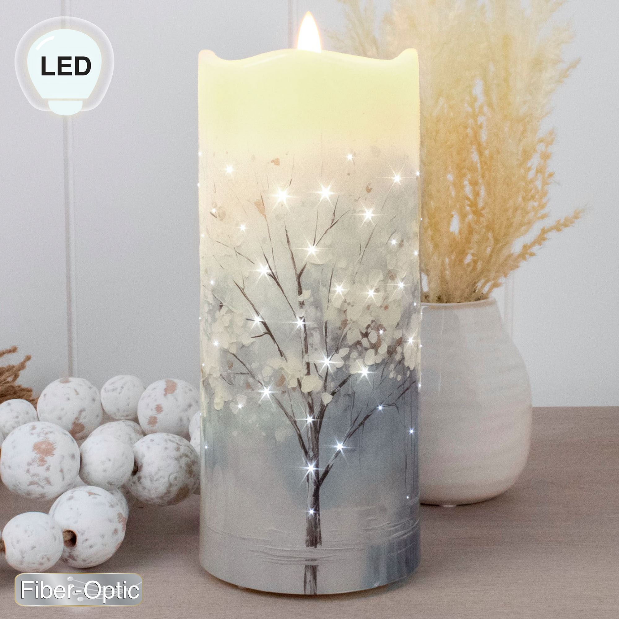 Blue Wonder LED Candle Ivory