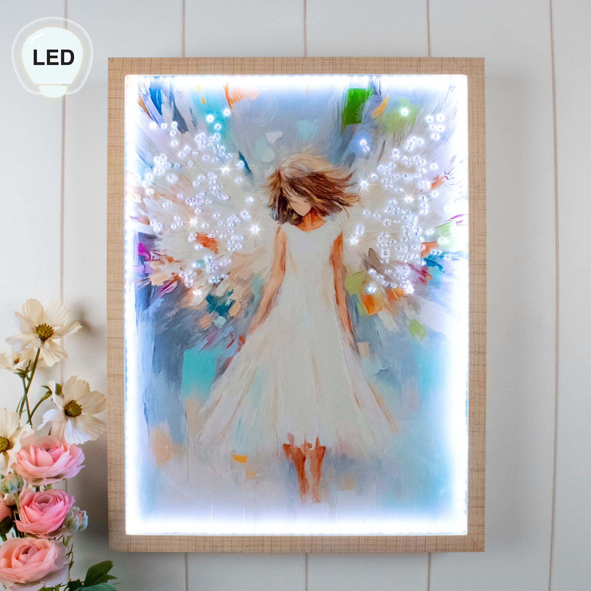Amazing Grace Angel Lighted Framed Wall Art Multi Pastel