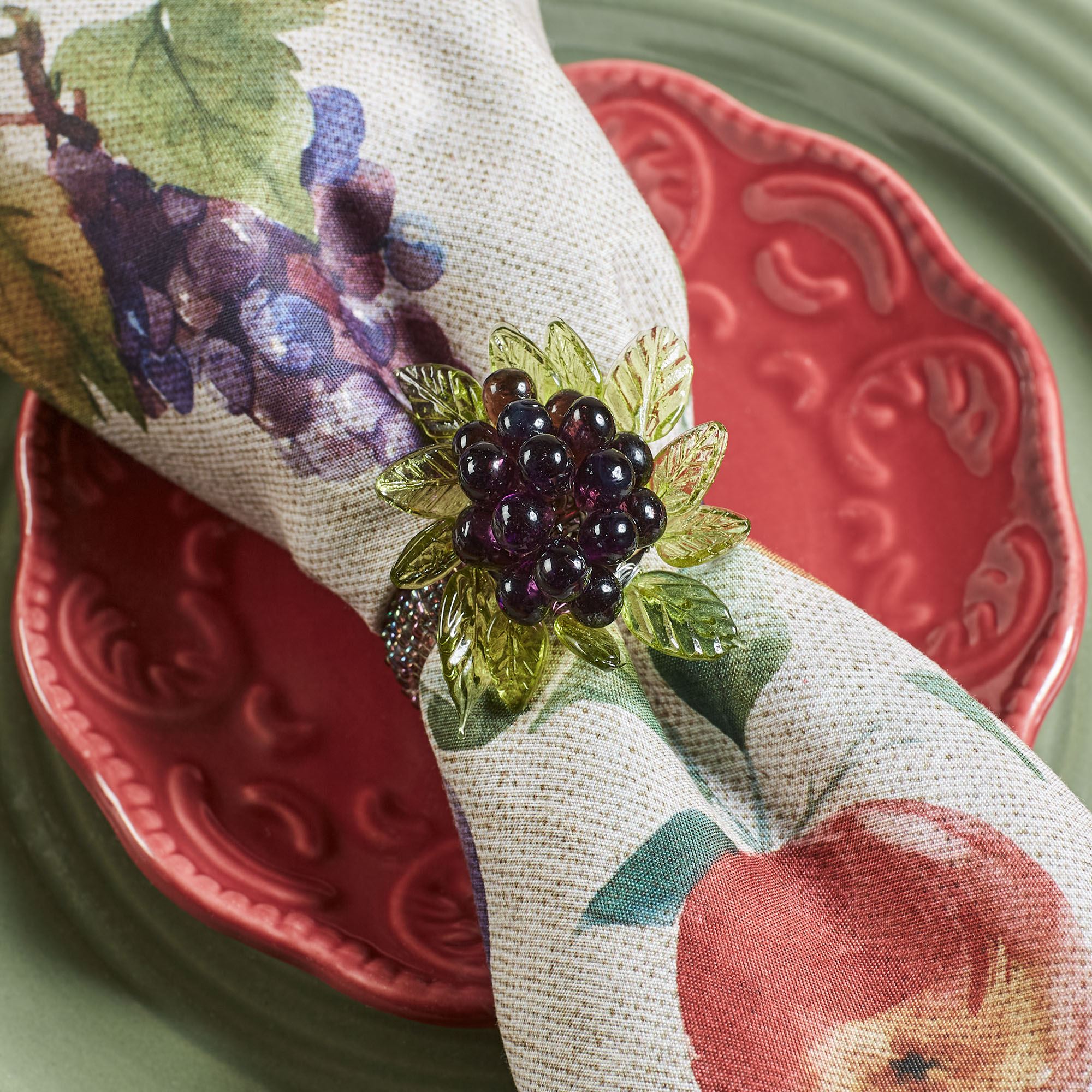 Grape Napkin Rings Purple Set of Four