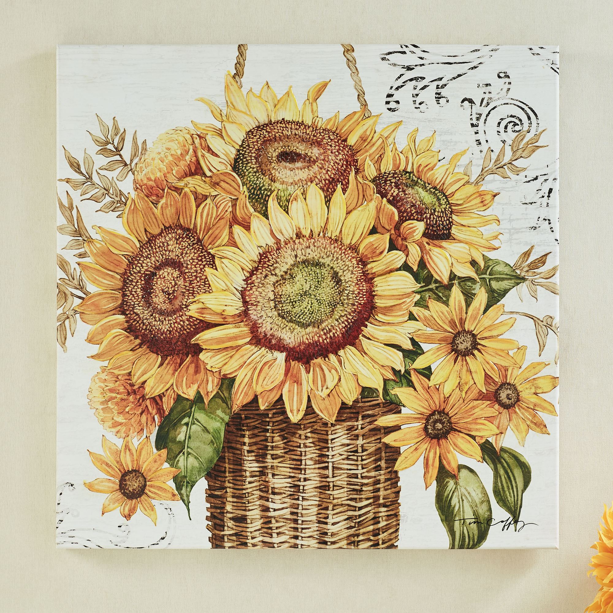 Sunflower Bouquet Canvas Wall Art Yellow