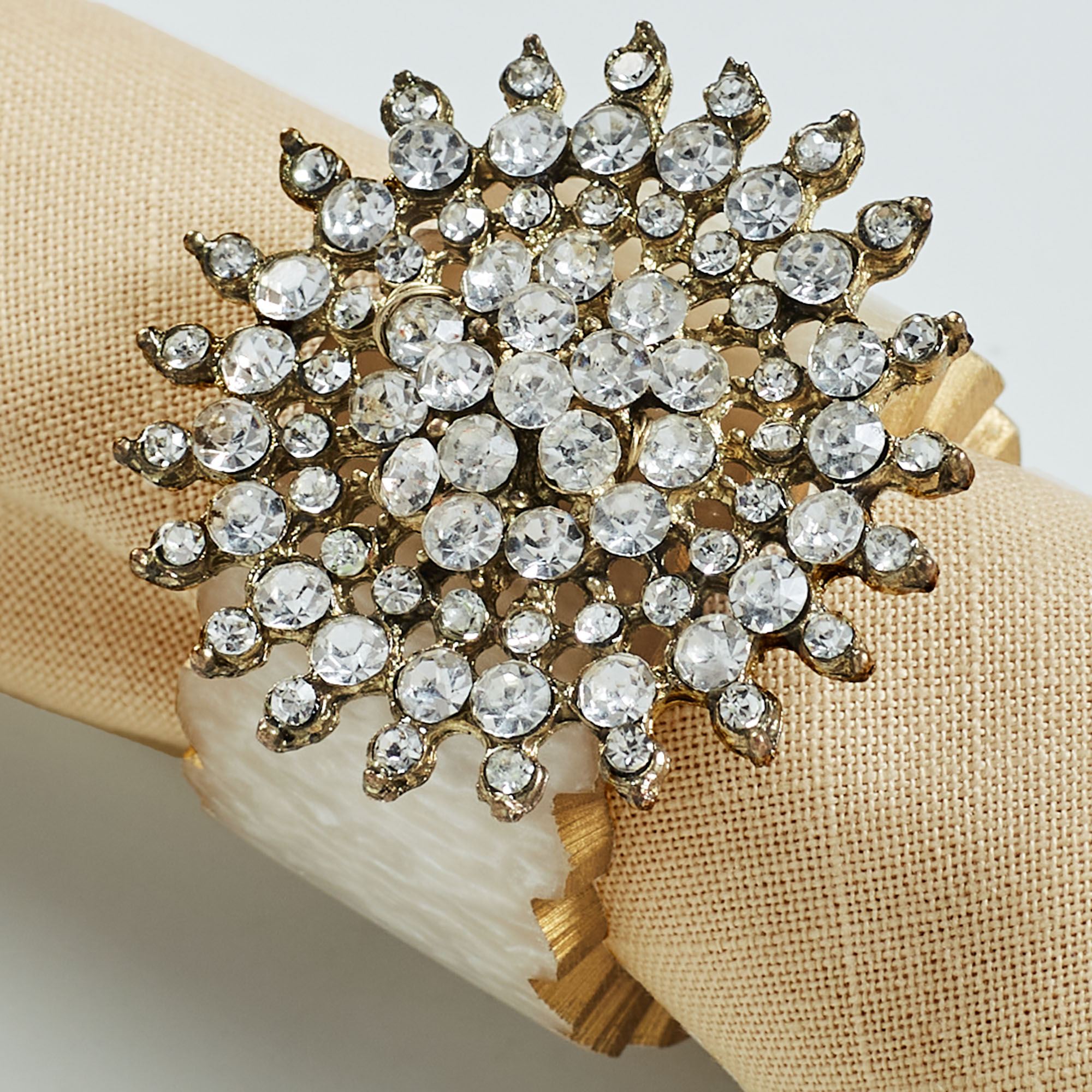 Jeweled Napkin Rings Gold Set of Four