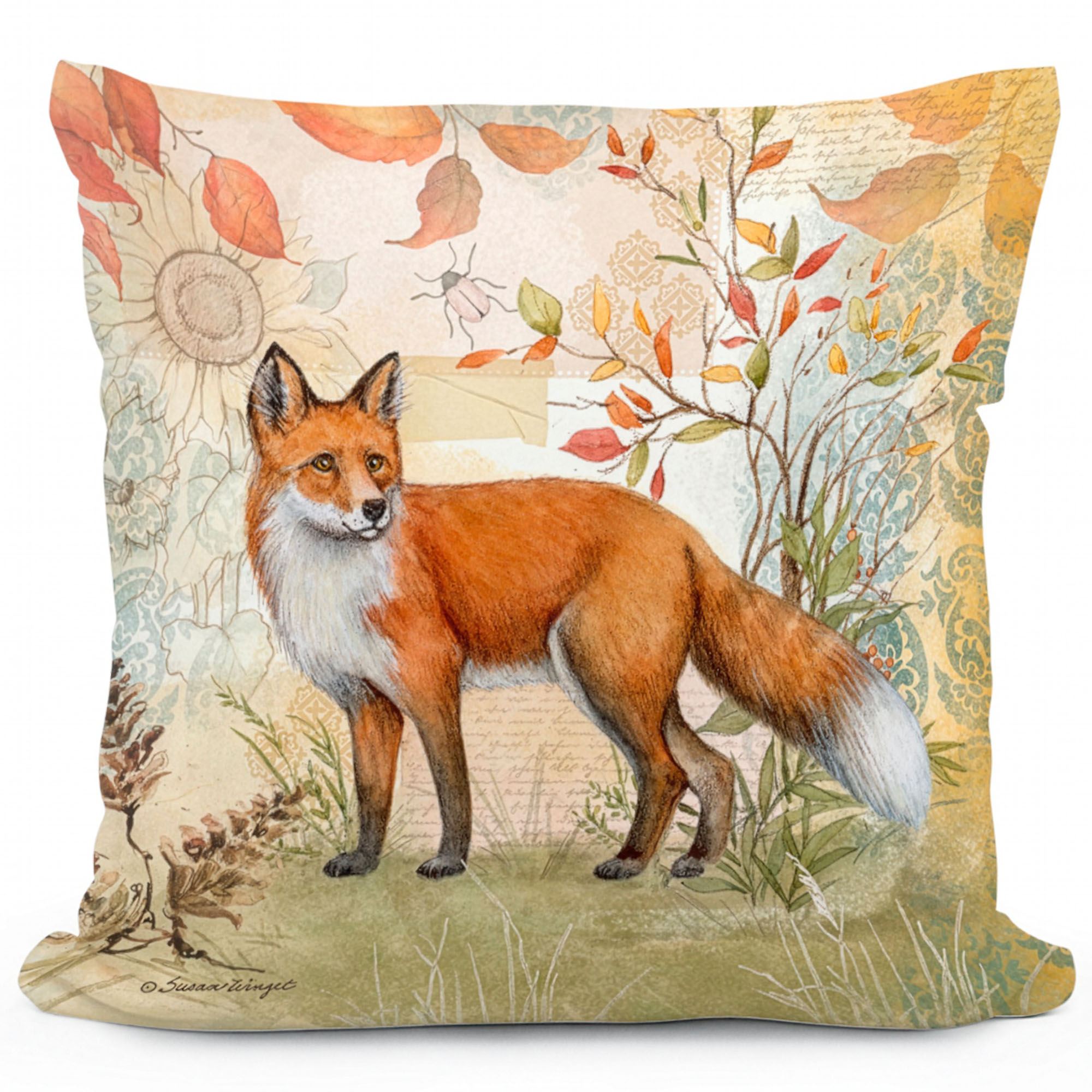 Father Fox in Autumn Accent Pillow Multi Earth