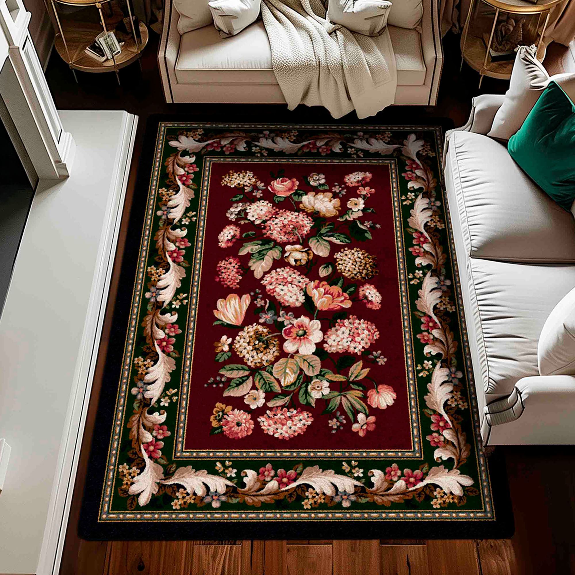 Victorian Garden Rectangle Rug Red