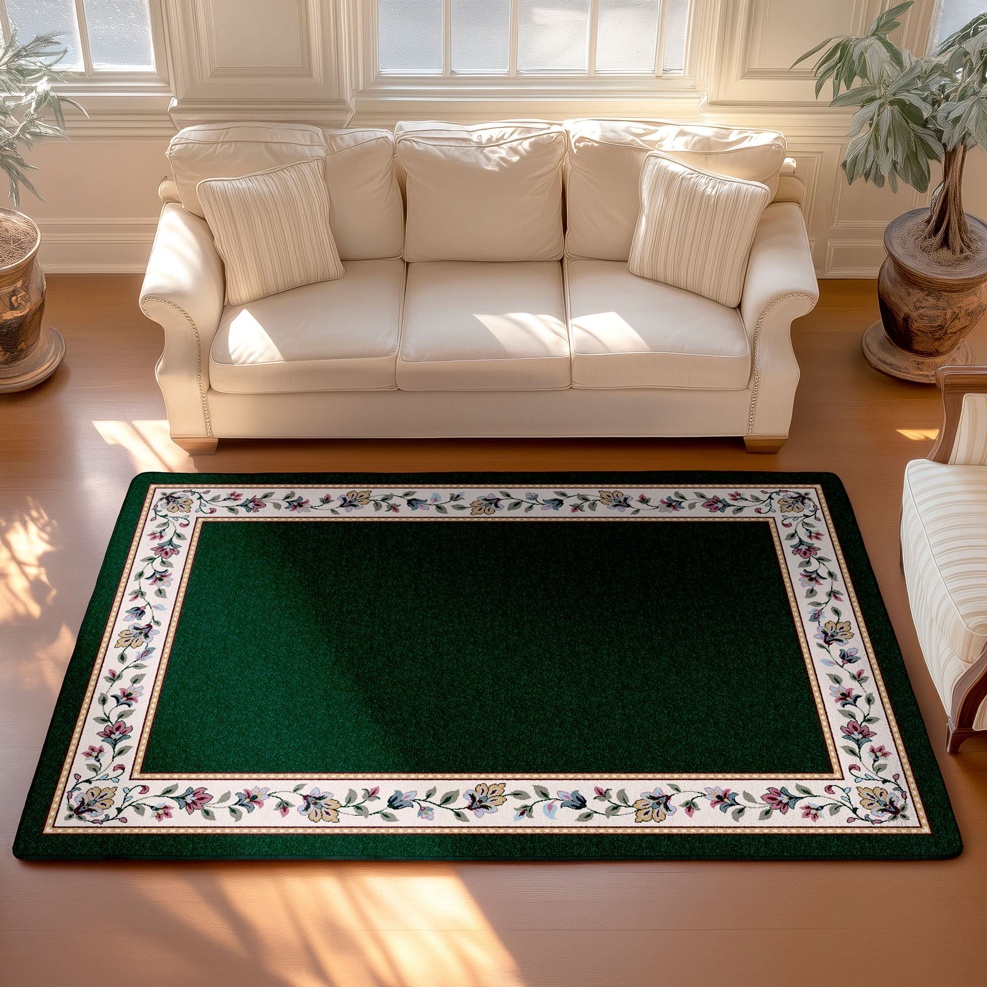 Savannah Vine Rectangle Rug Emerald
