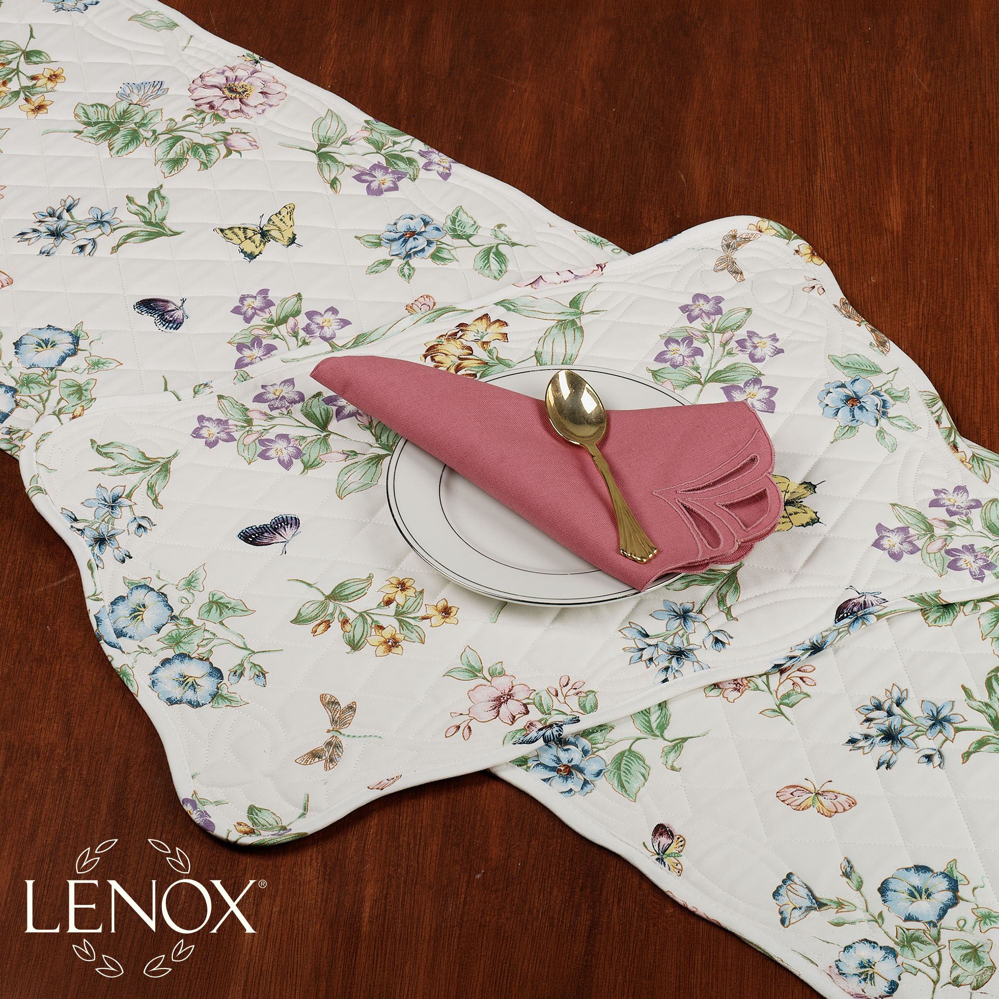 Butterfly Meadow Quilted Placemats Multi Pastel Set of Four