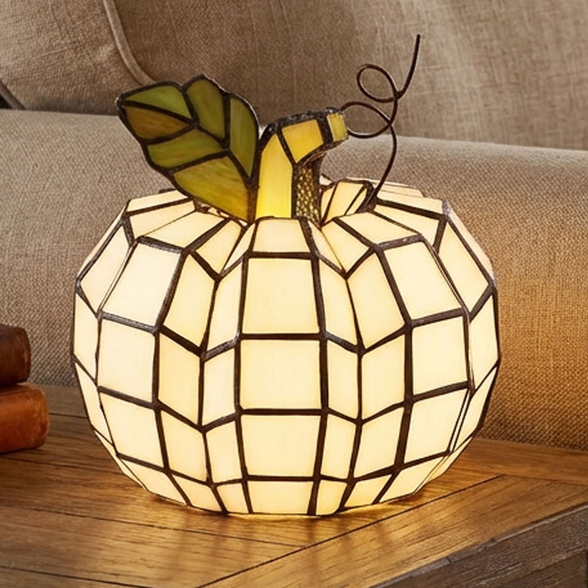 Pumpkin Stained Glass Accent Lamp Ivory
