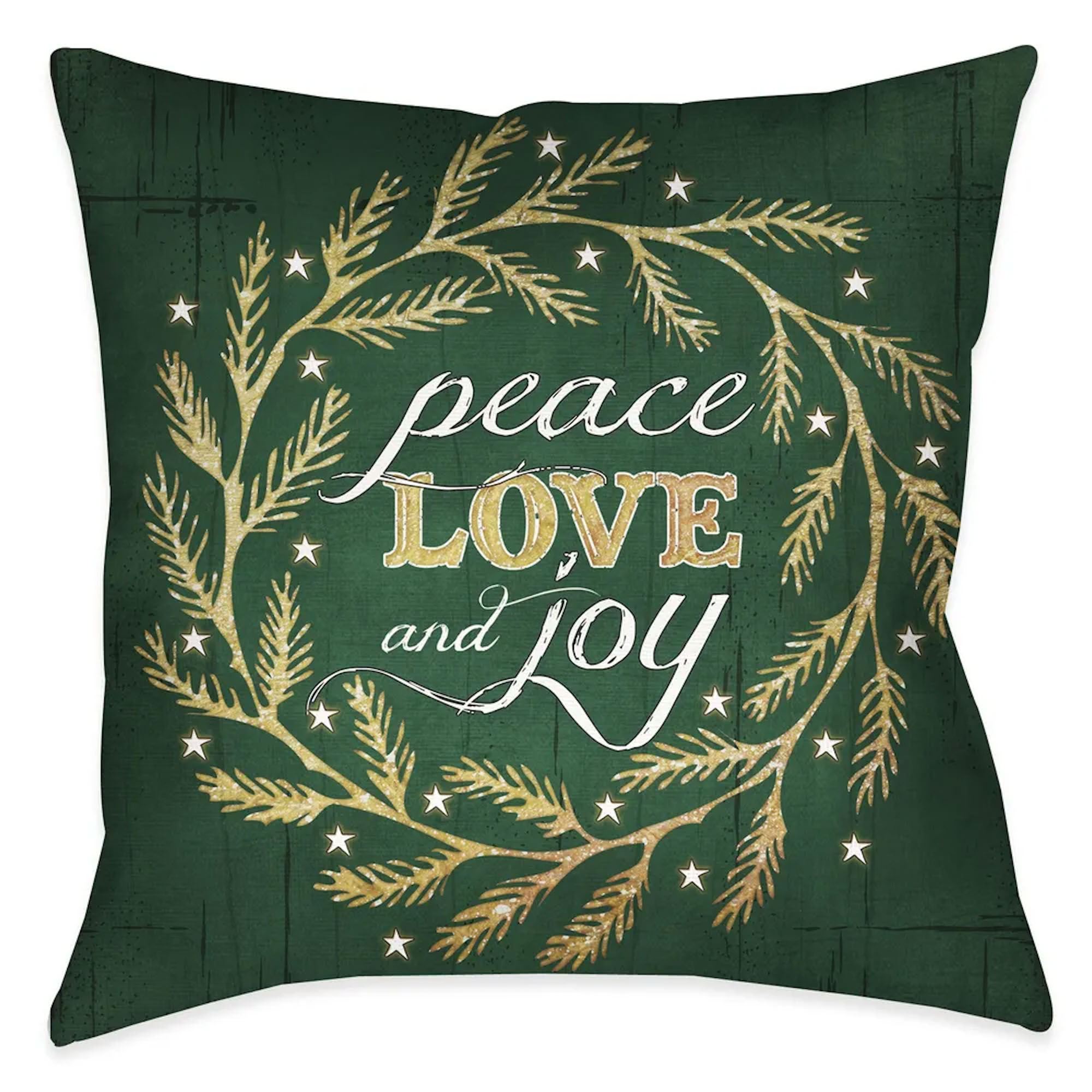 Peace Love and Joy Decorative Pillow 18 Square