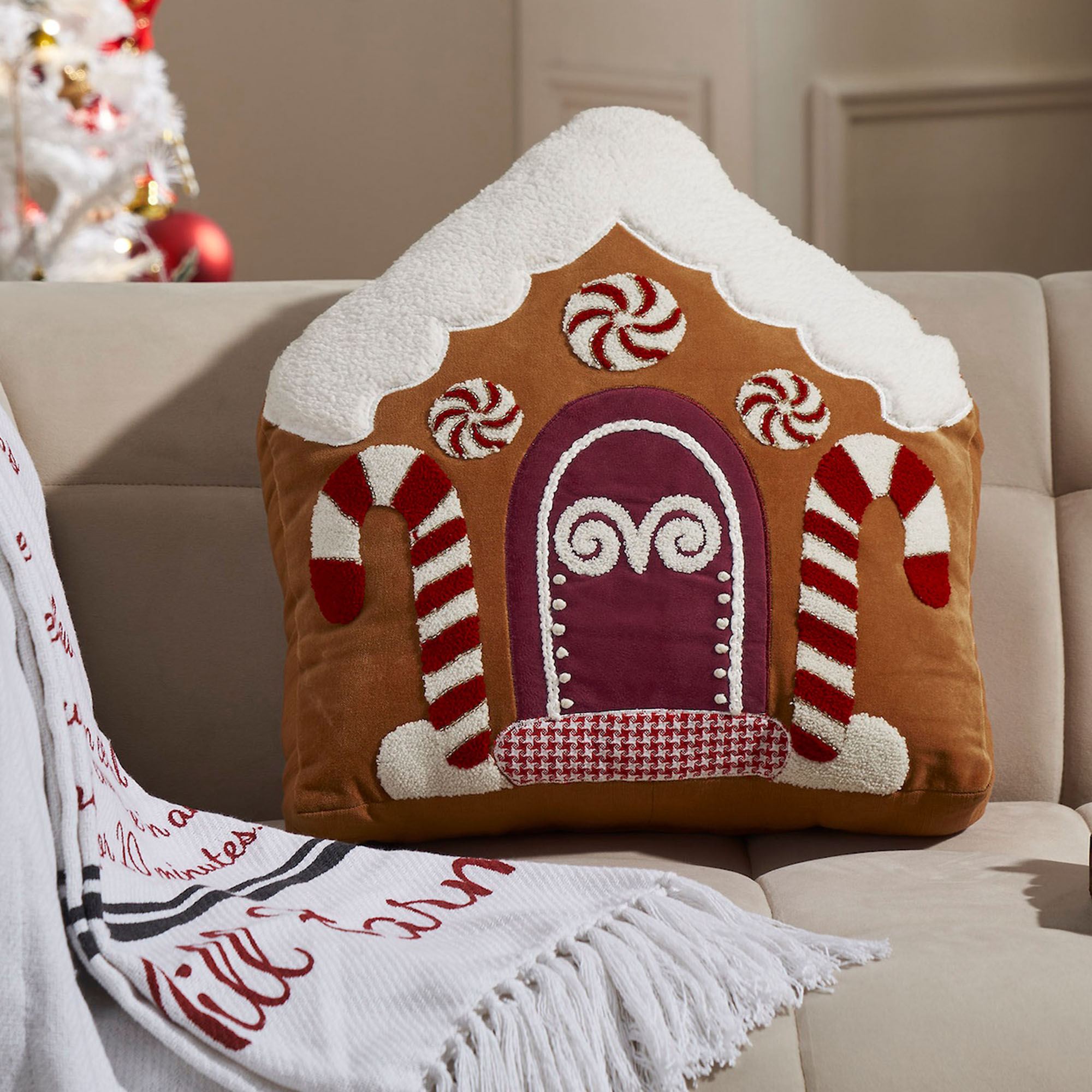 Gingerbread House Decorative Pillow Multi Warm 18 Square