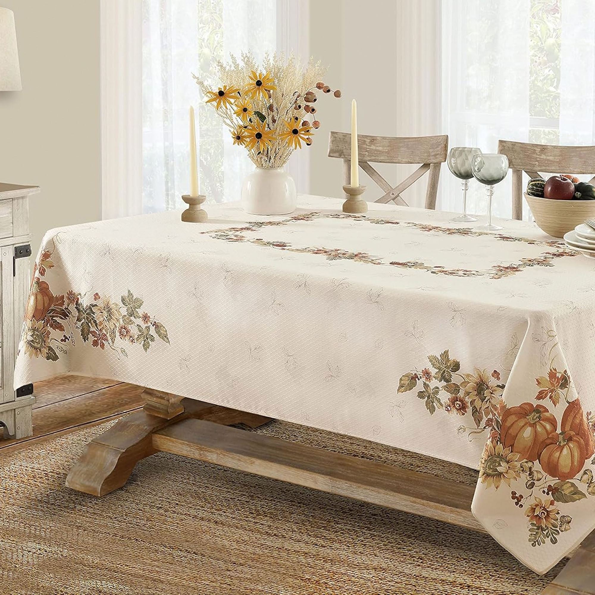 Picture Perfect Pumpkin Rectangle Tablecloth Multi Warm
