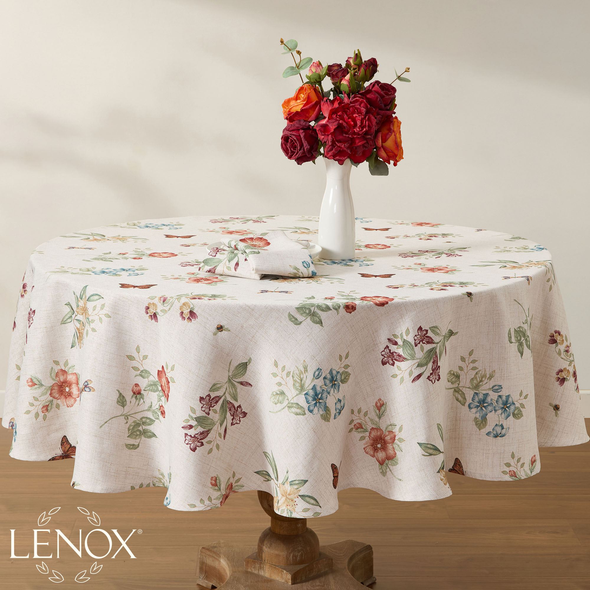 Butterfly Meadow Fall Round Tablecloth Multi Warm 70 Diameter